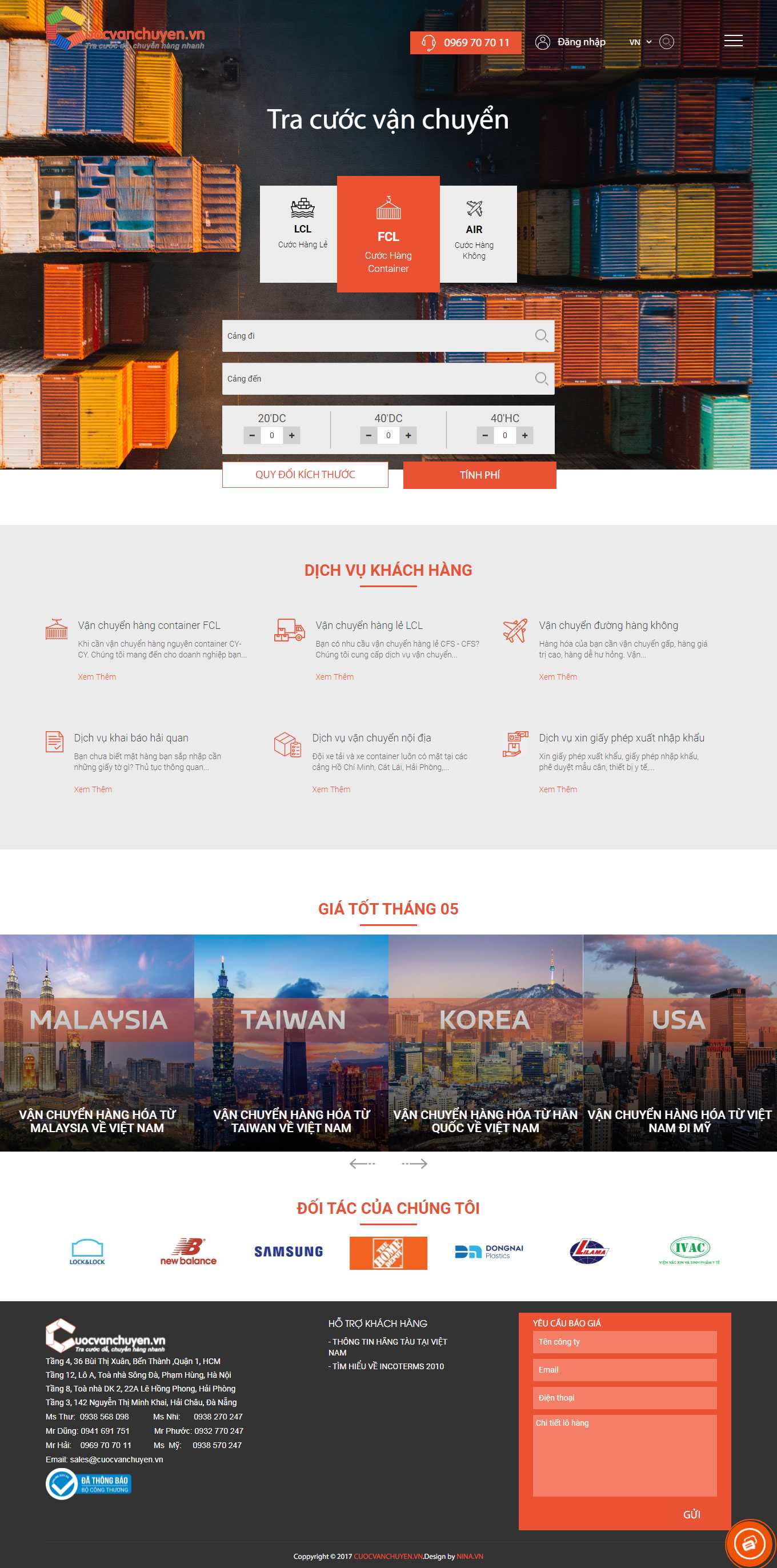 Thiết kế Web vận chuyển kho bãi cuocvanchuyen.vn