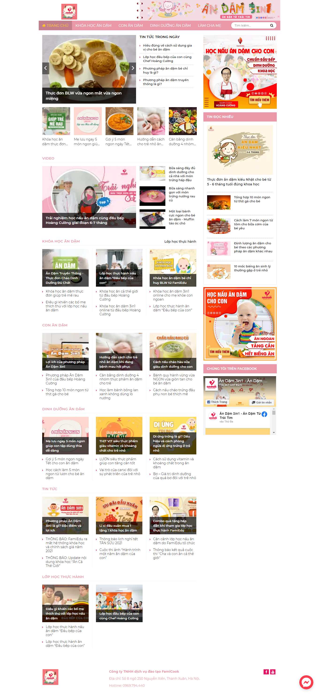 Thiết kế Web thực phẩm dinh dưỡng andam3in1.vn