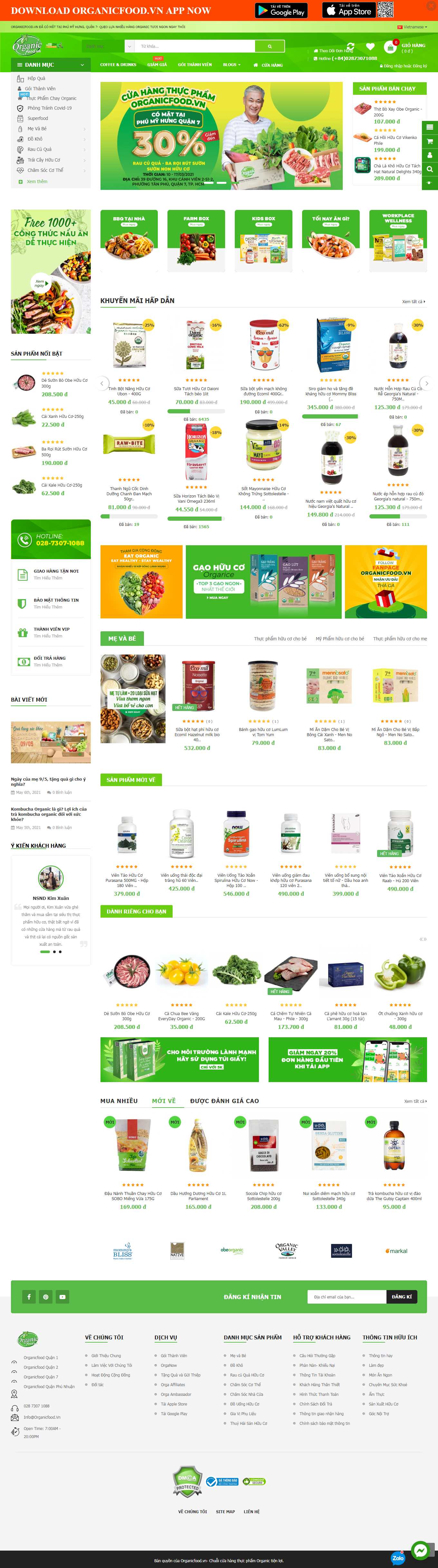 Thiết kế Web thực phẩm dinh dưỡng organicfood.vn
