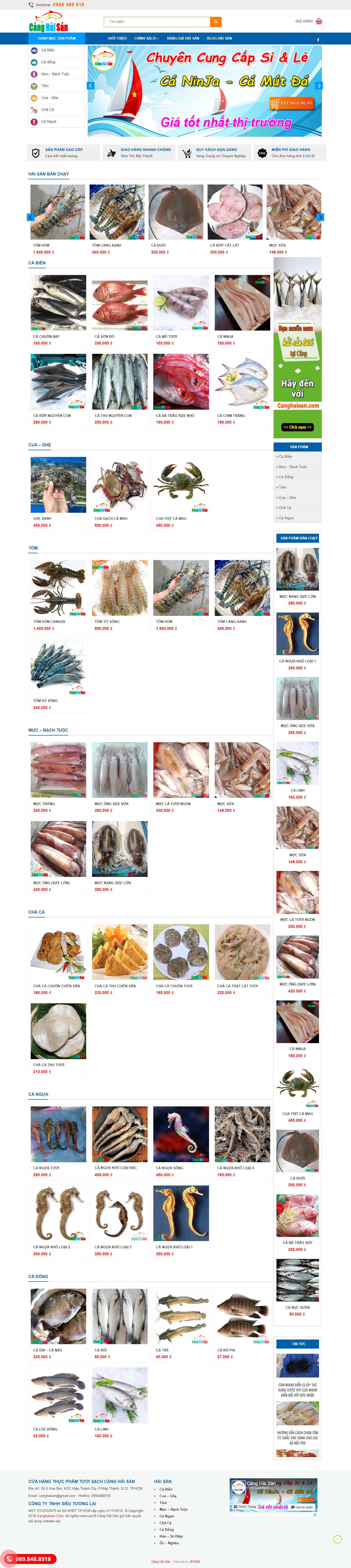 Thiết kế Web thủy hải sản canghaisan.com