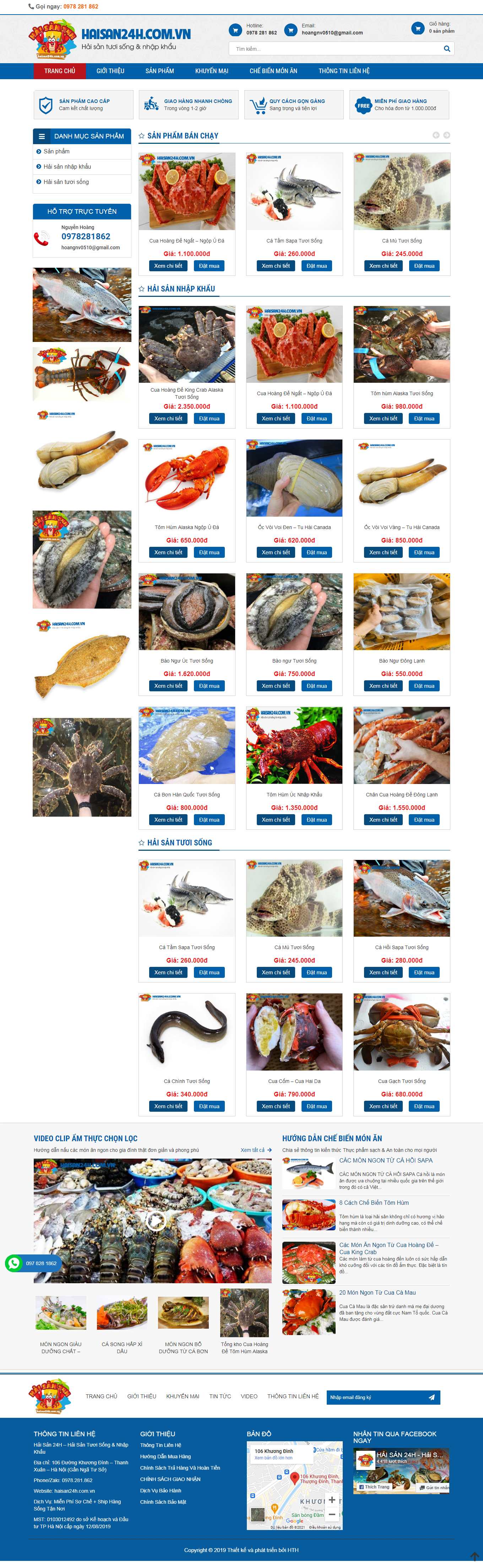 Thiết kế Web thủy hải sản haisan24h.com.vn
