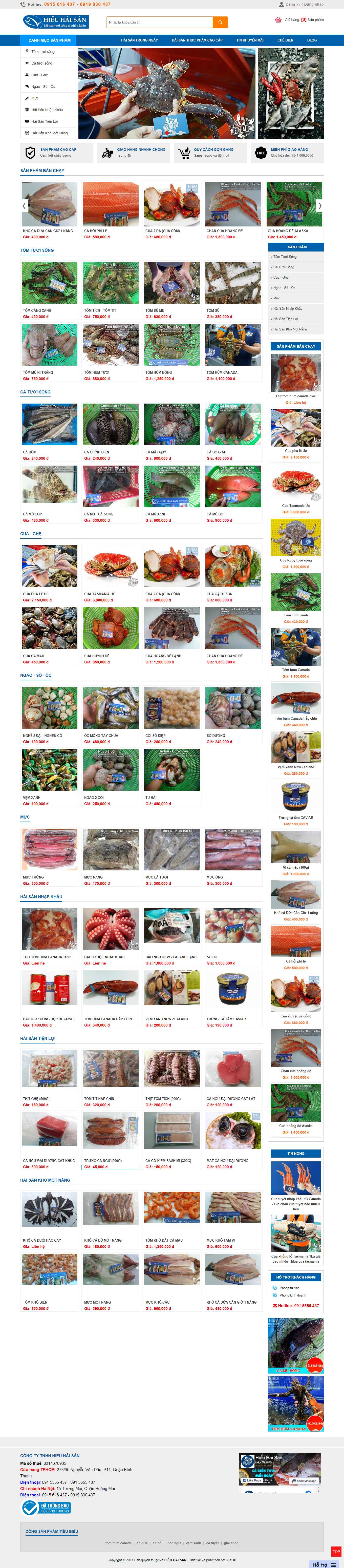 Thiết kế Web thủy hải sản cungcaphaisan.com