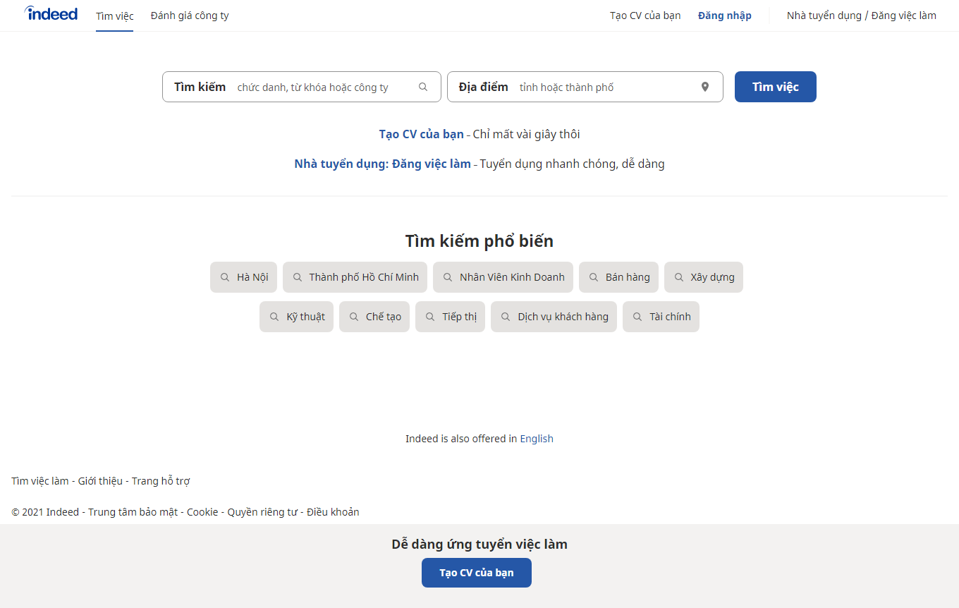 Thiết kế Web tuyển dụng  việc làm vn.indeed.com