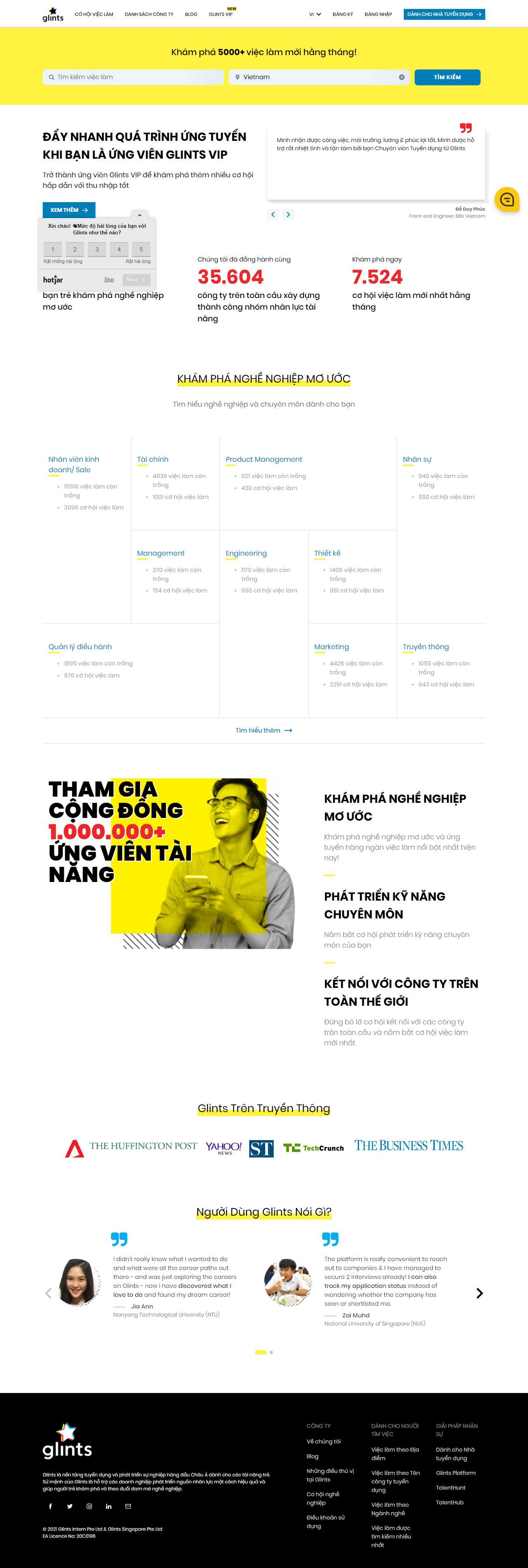 Thiết kế Web tuyển dụng  việc làm glints.com