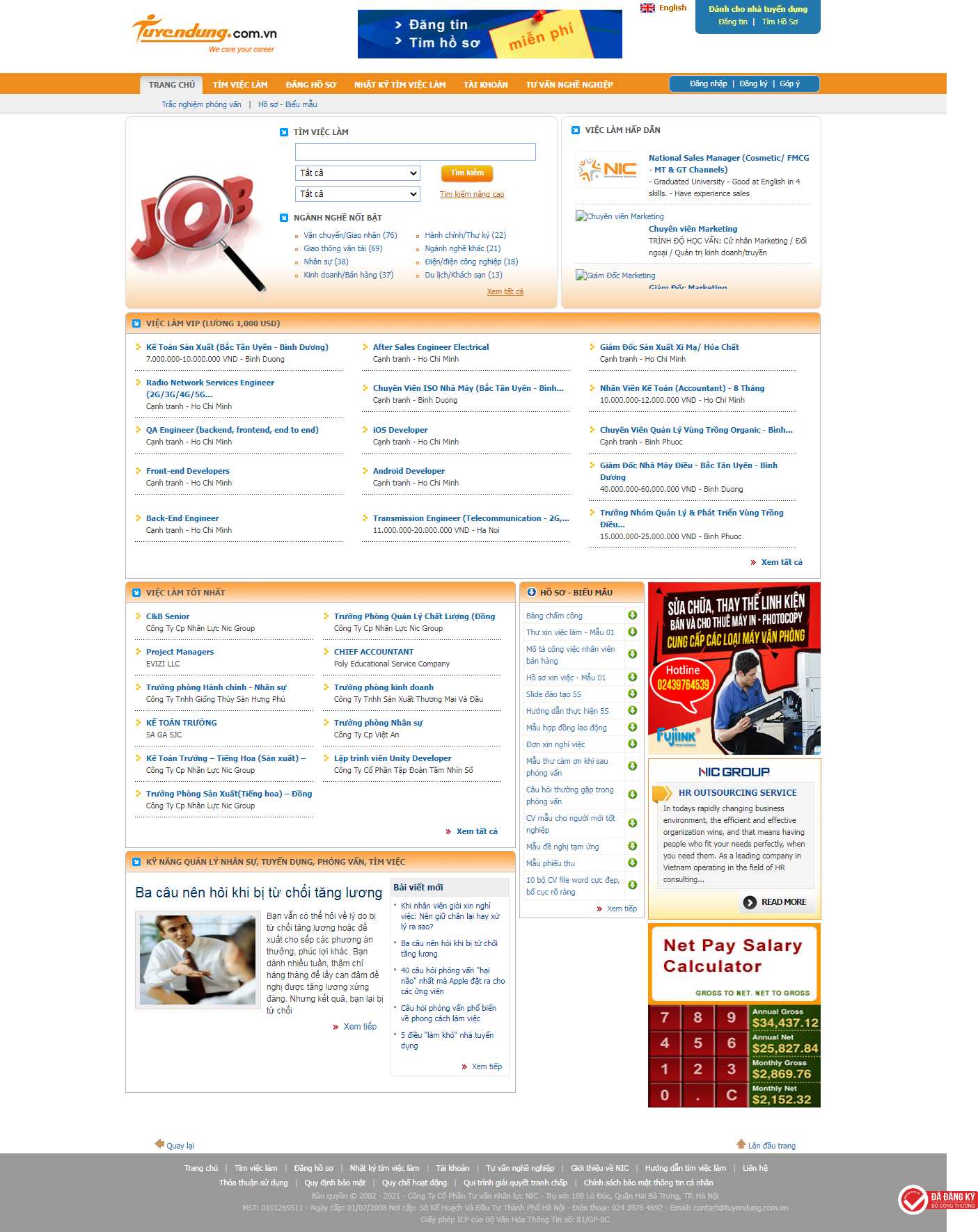 Thiết kế Web tuyển dụng  việc làm tuyendung.com.vn