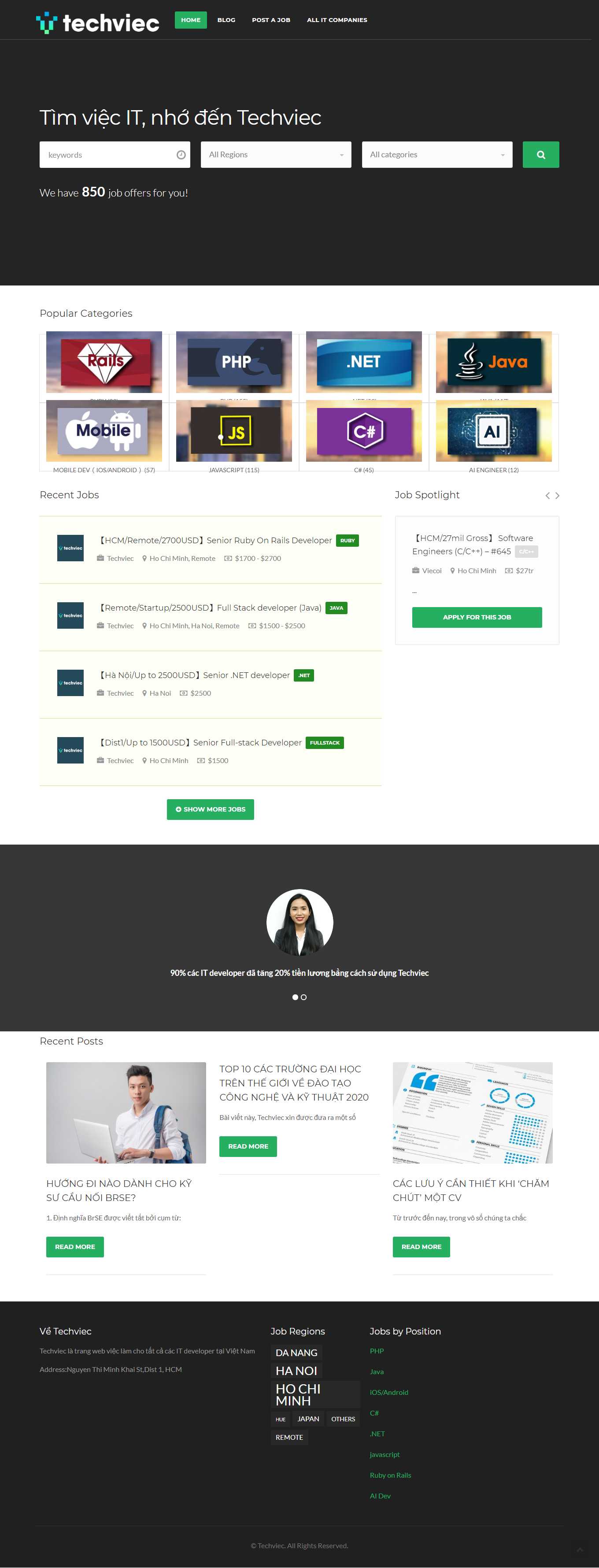 Thiết kế Web tuyển dụng  việc làm techviec.com