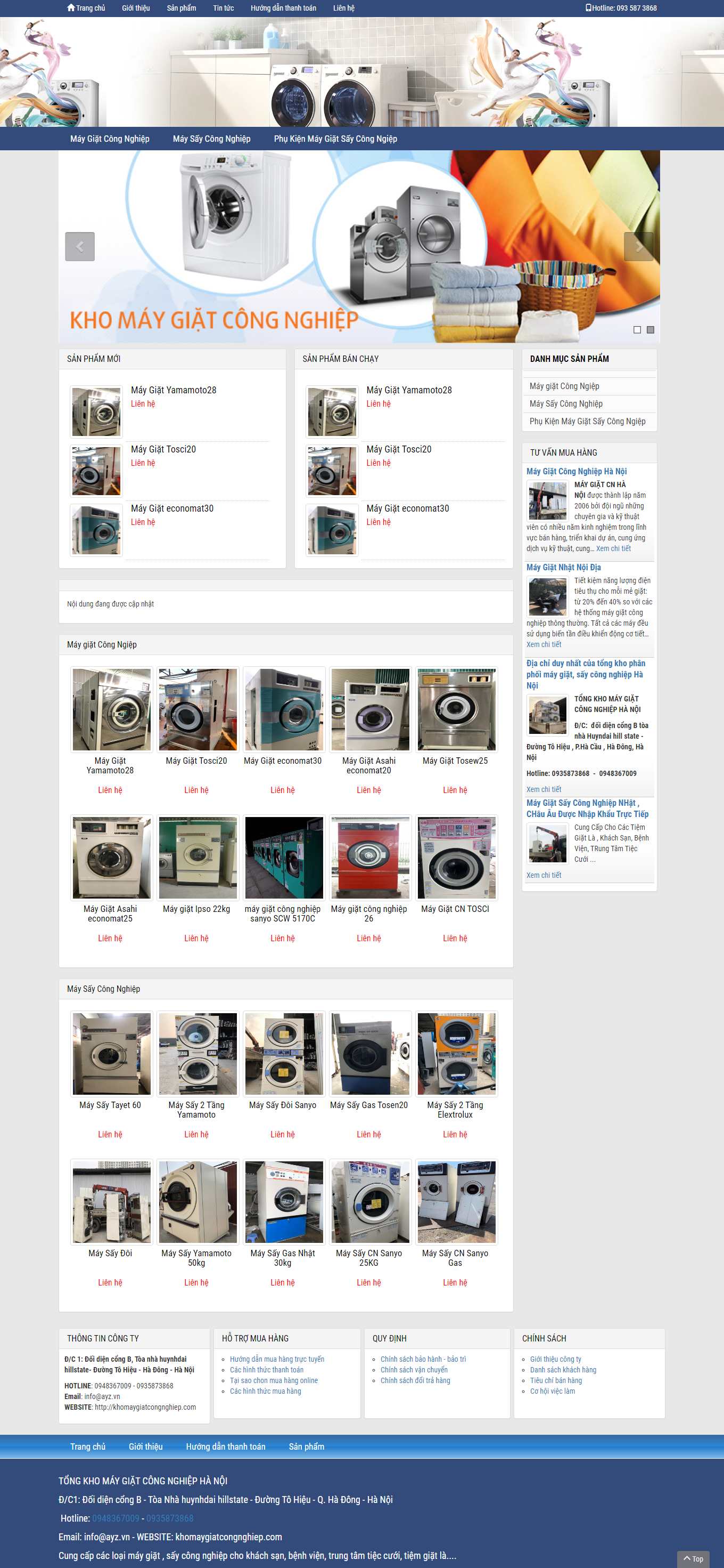 Thiết kế Web giặt là công nghiệp khomaygiatcongnghiep.com