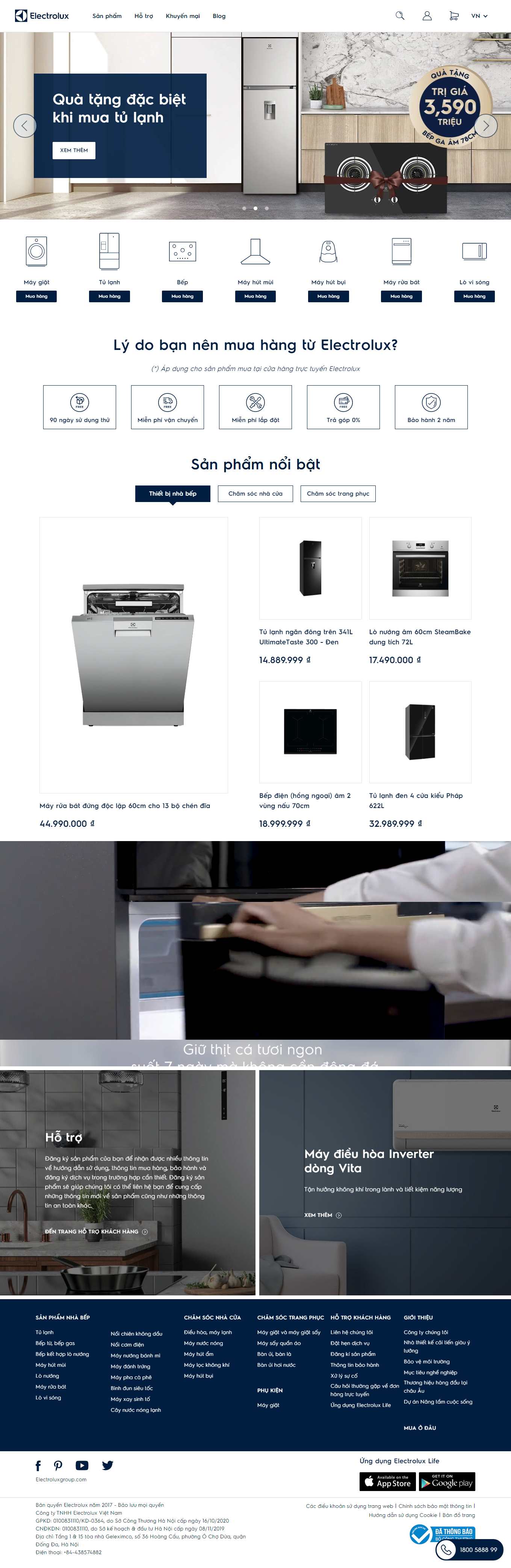 Thiết kế Web giặt là công nghiệp electrolux.vn