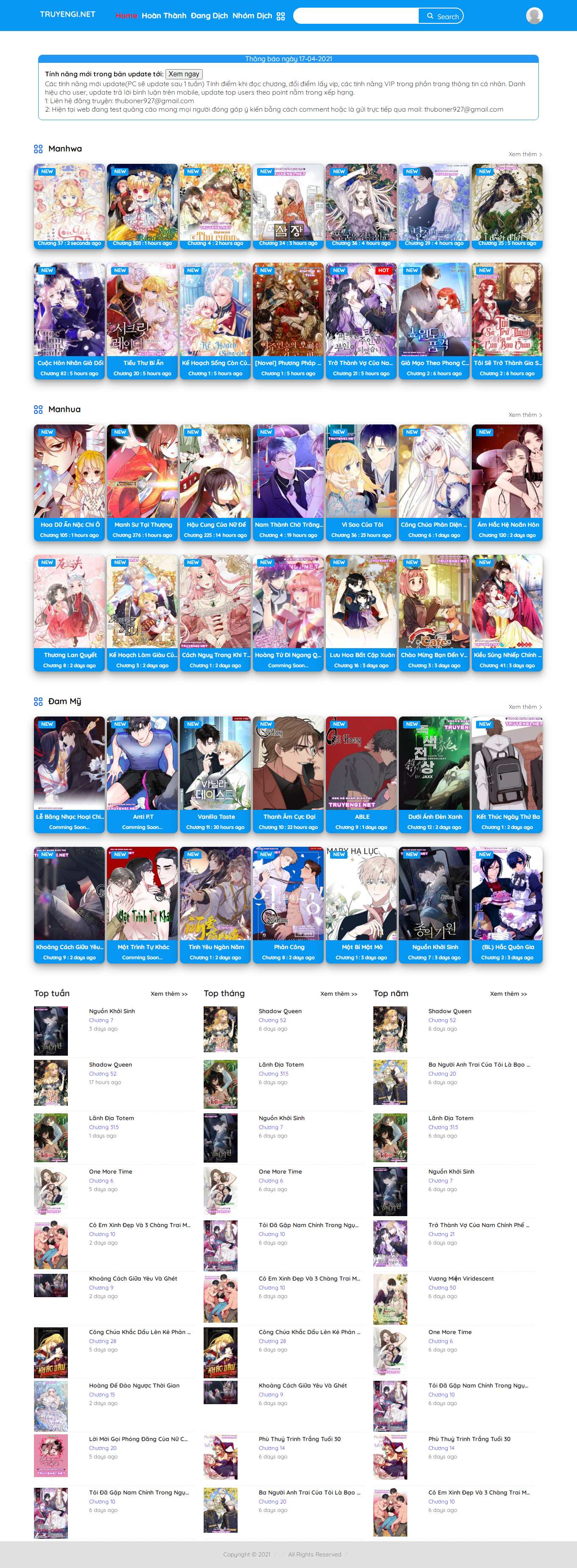 Thiết kế Web truyện tranh truyengi.net