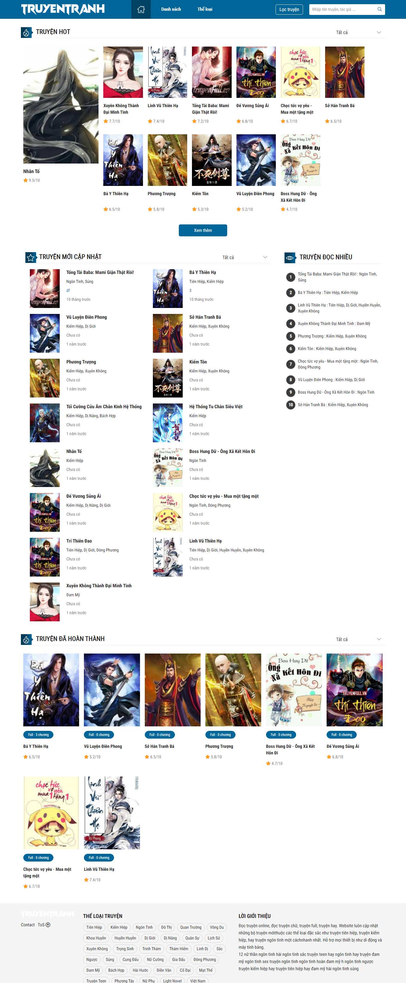 Thiết kế Web truyện tranh truyentranh.com