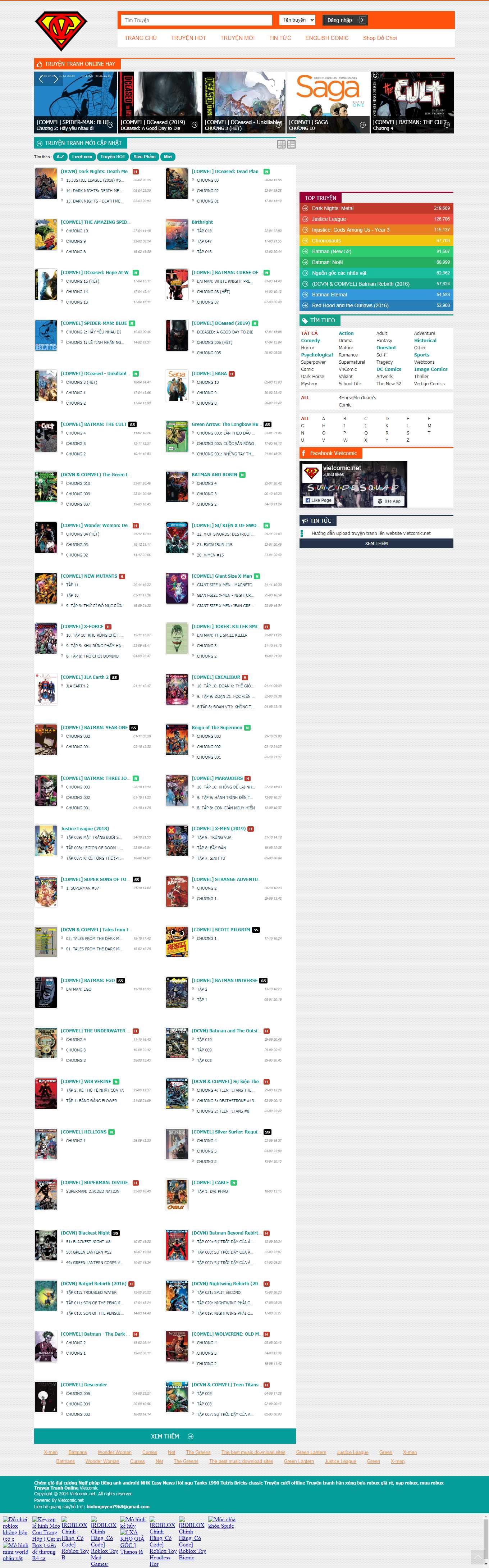 Thiết kế Web truyện tranh vietcomic.net