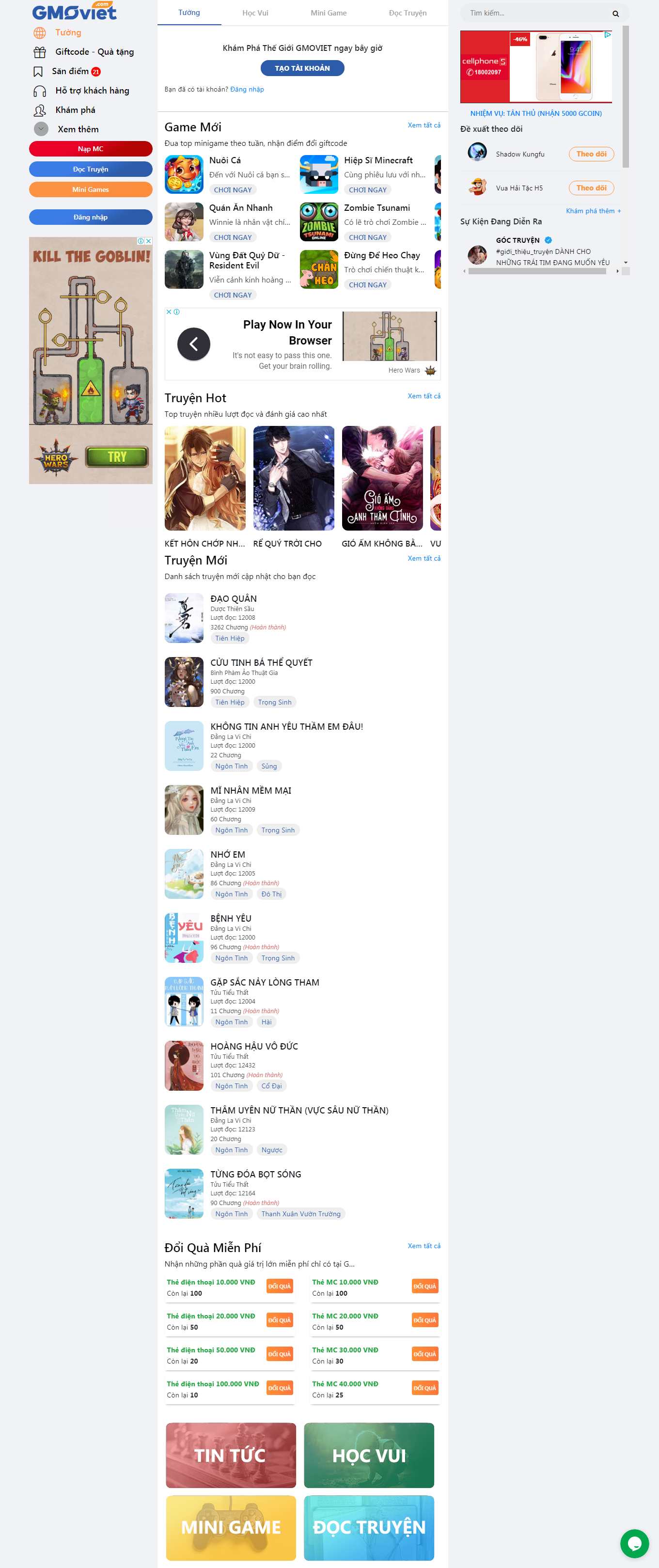 Thiết kế Web truyện tranh gmoviet.com