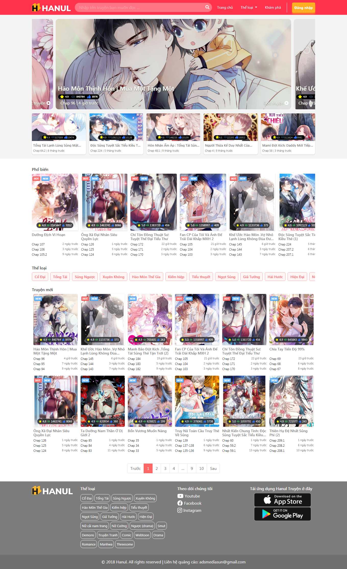 Thiết kế Web truyện tranh hanultruyen.net