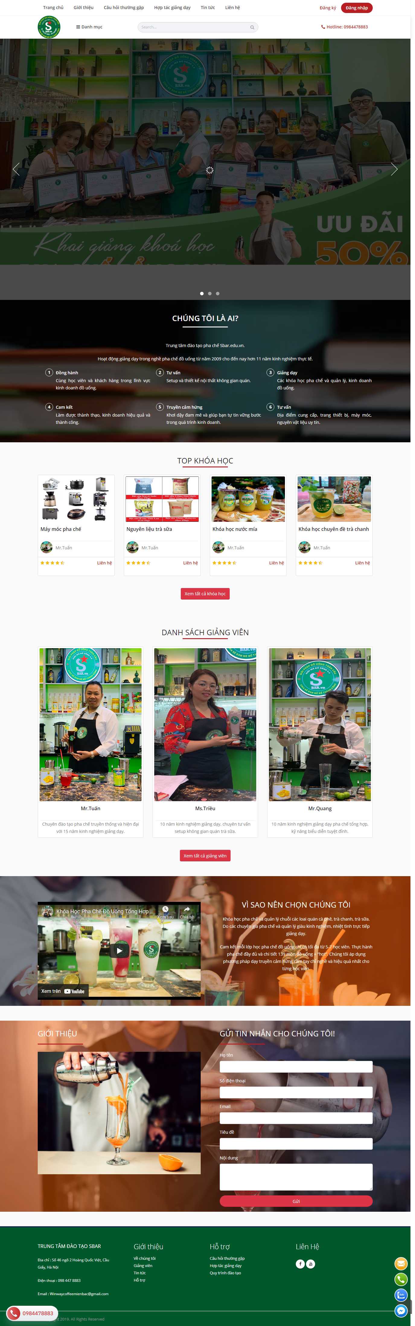 Thiết kế Web quán trà sữa sbar.edu.vn