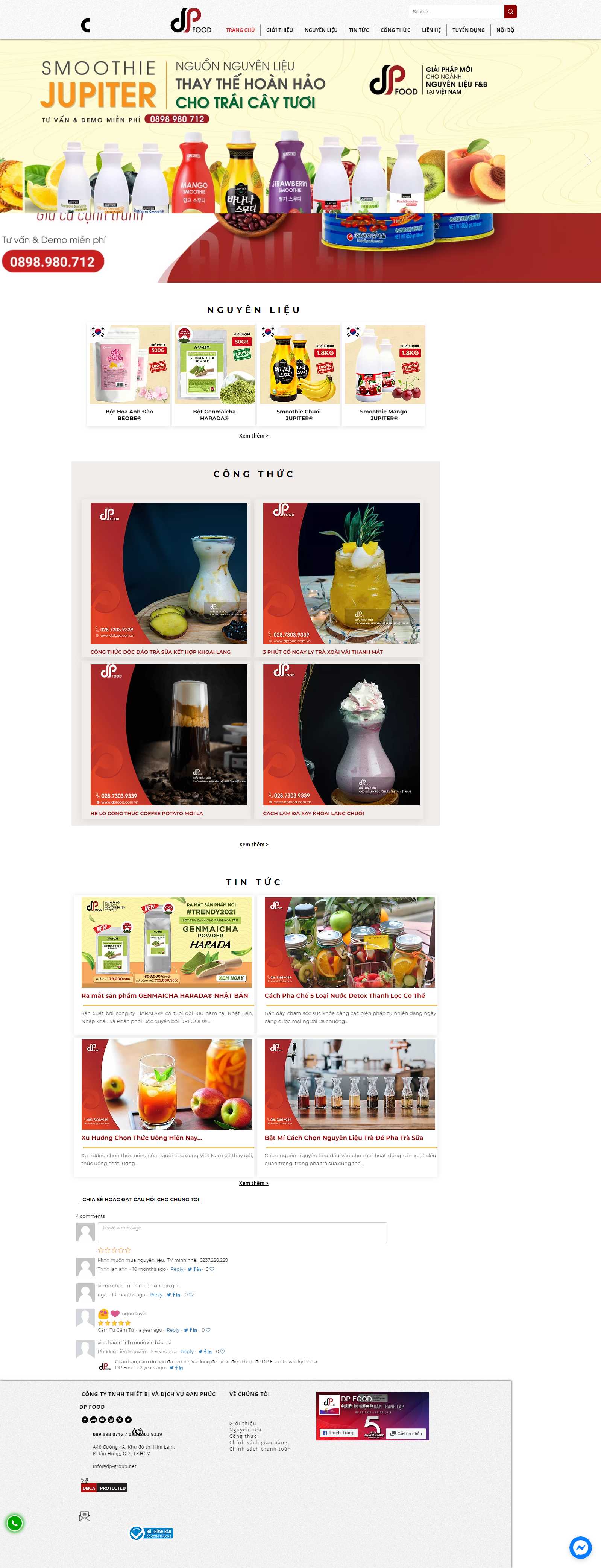 Thiết kế Web quán trà sữa dpfood.com.vn