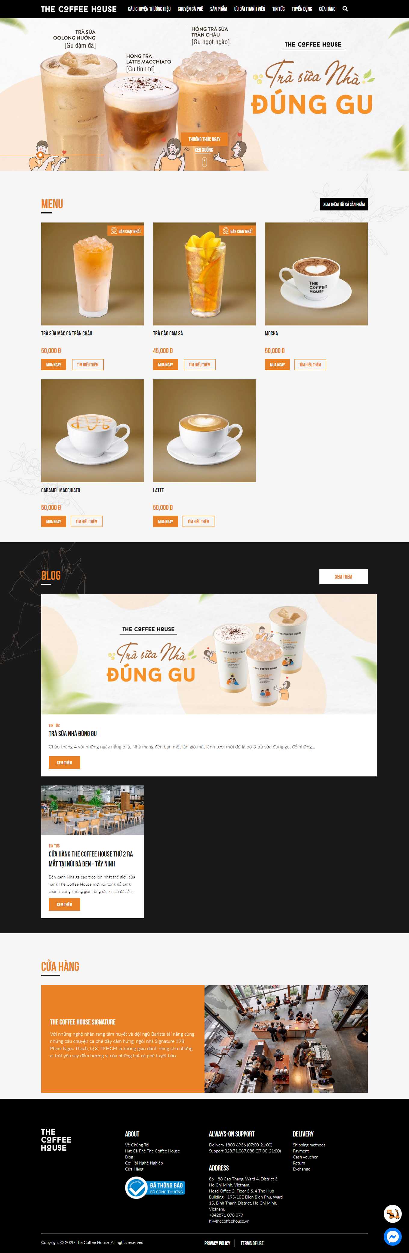 Thiết kế Web quán trà sữa thecoffeehouse.com