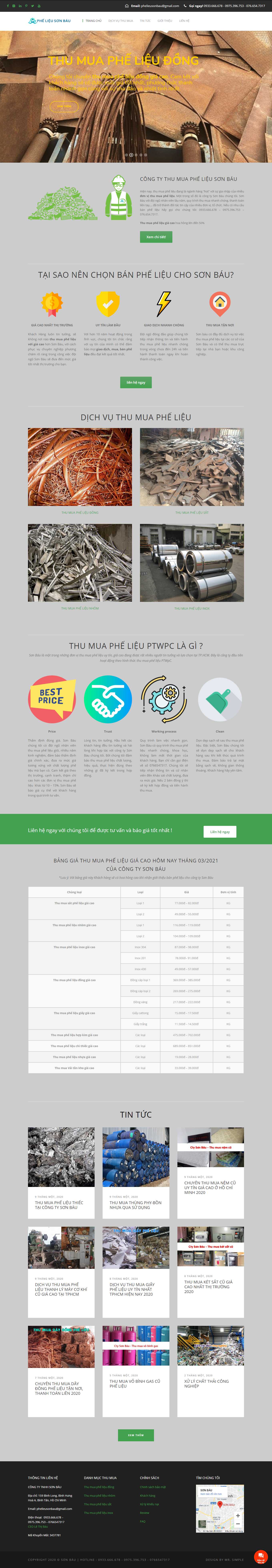 Thiết kế Web mua bán sắt vụn sonbau.com