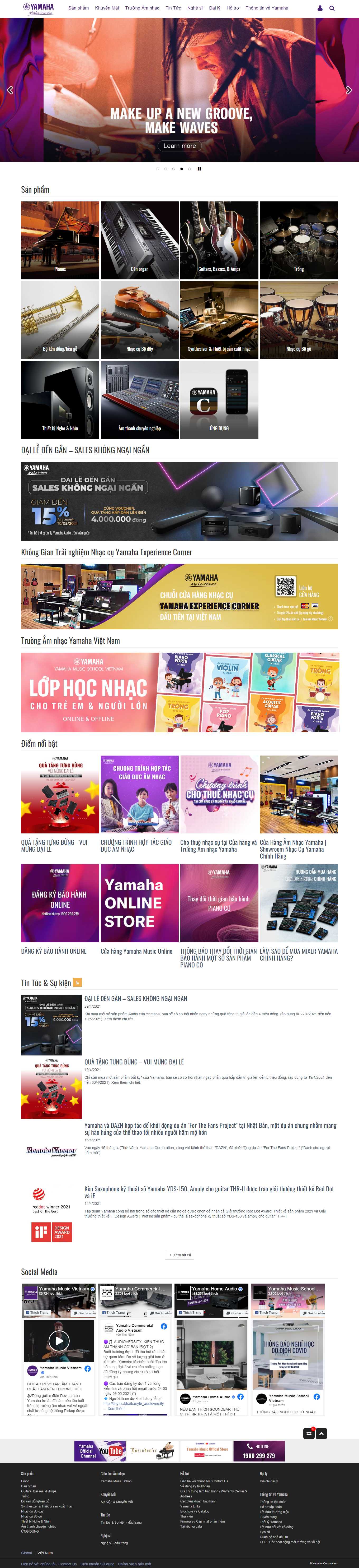 Thiết kế Web bán đàn piano, guita, organ vn.yamaha.com