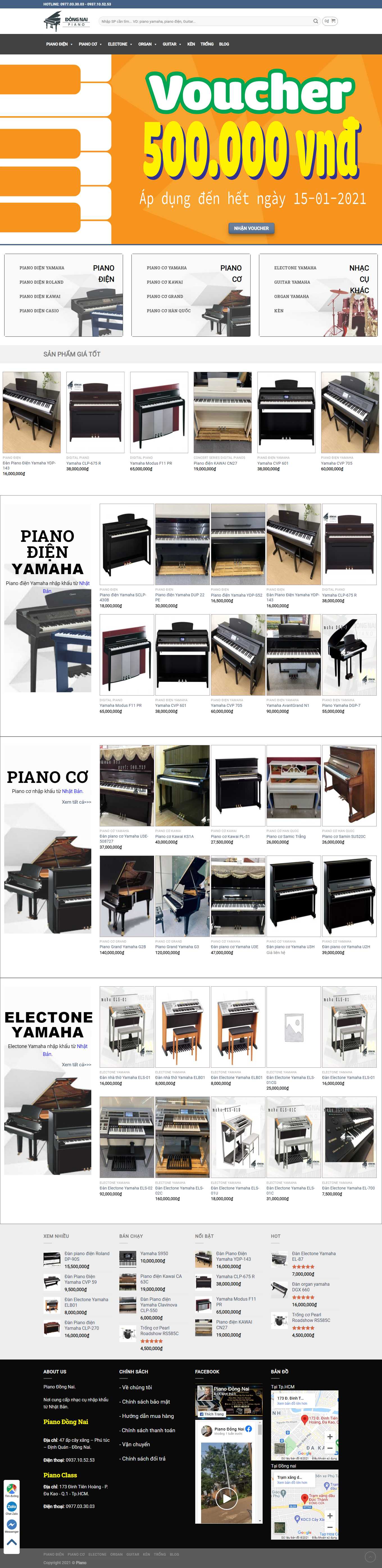 Thiết kế Web bán đàn piano, guita, organ pianodongnai.com