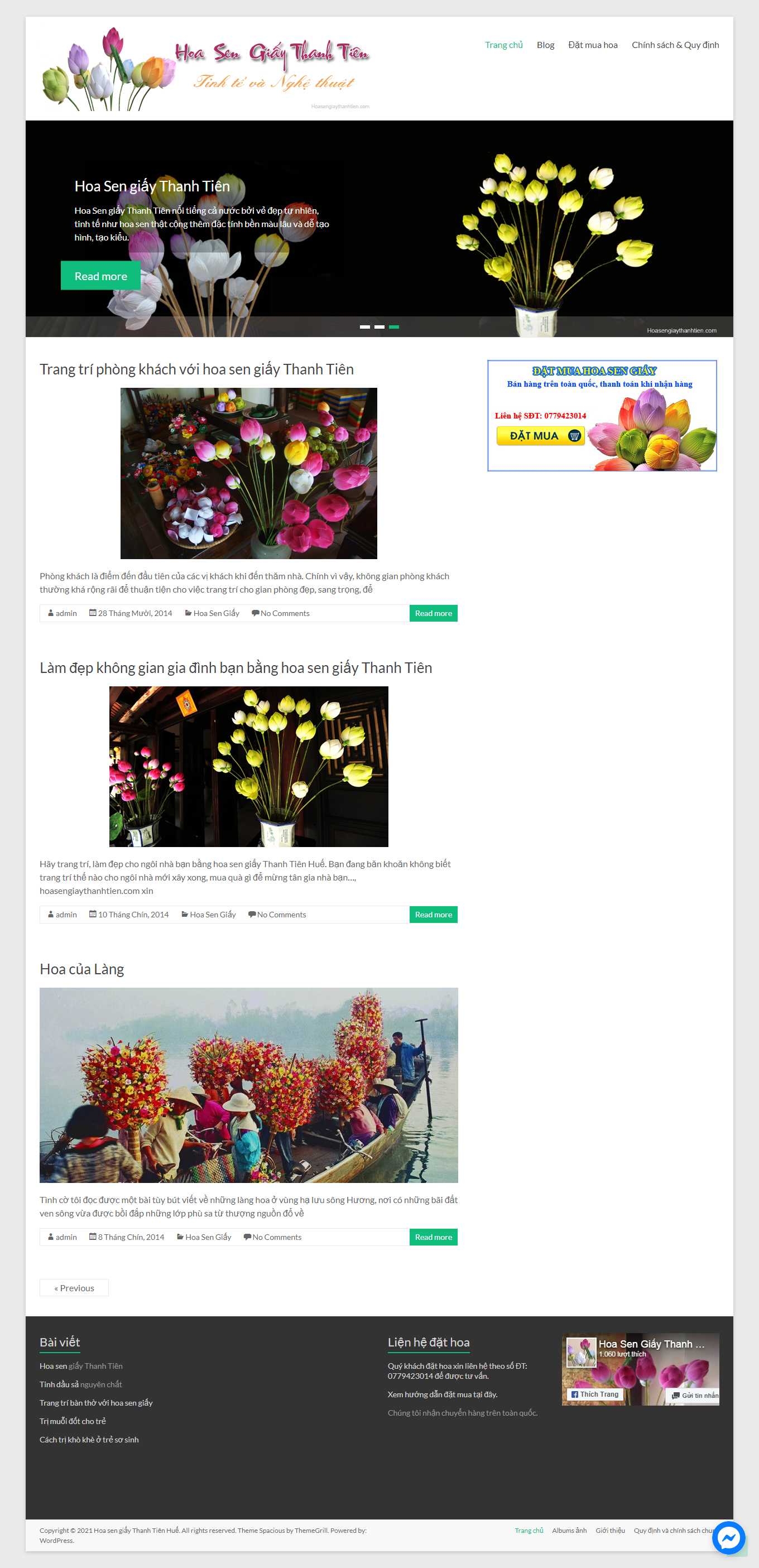 Thiết kế Web bán đồ handmade hoasengiaythanhtien.com