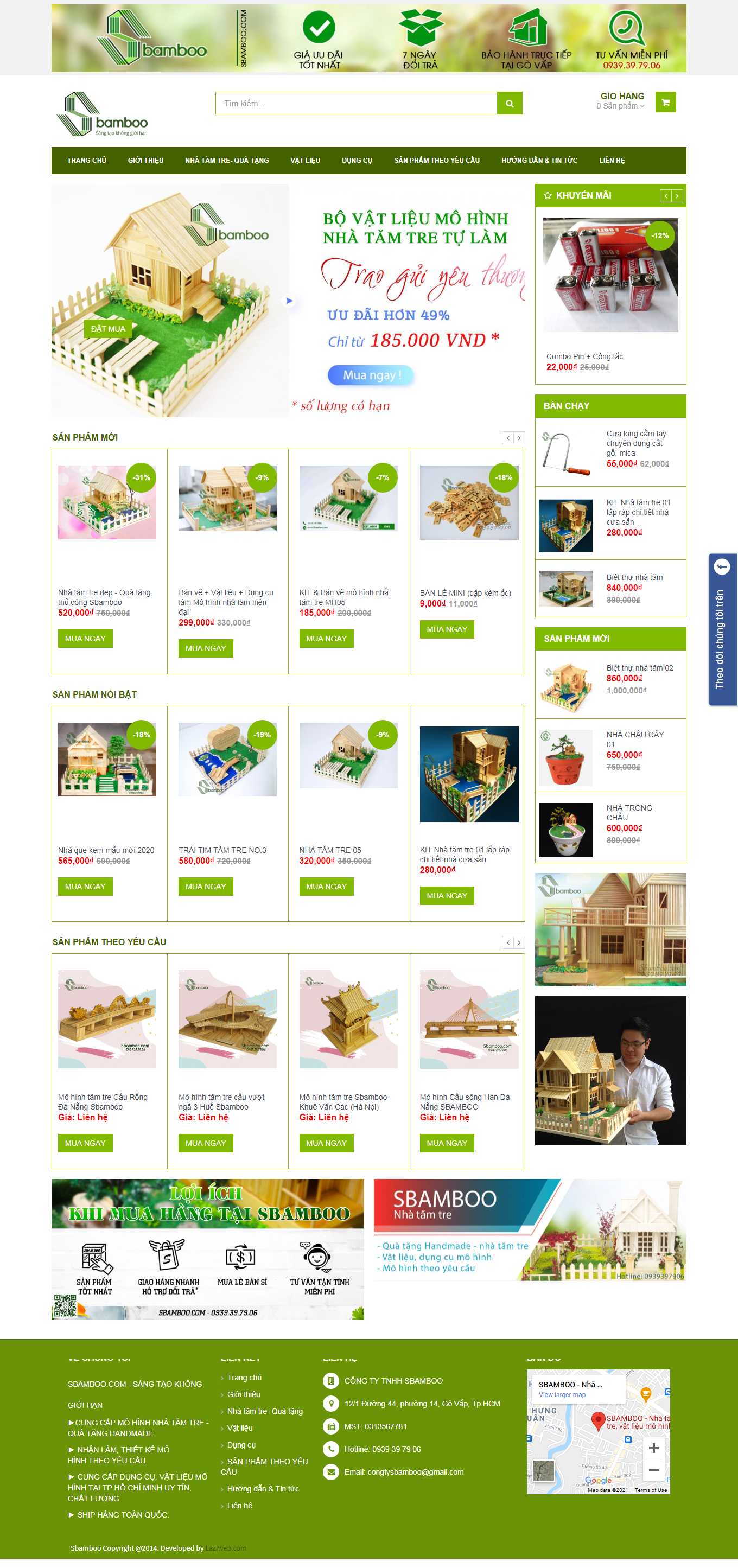 Thiết kế Web bán đồ handmade sbamboo.com