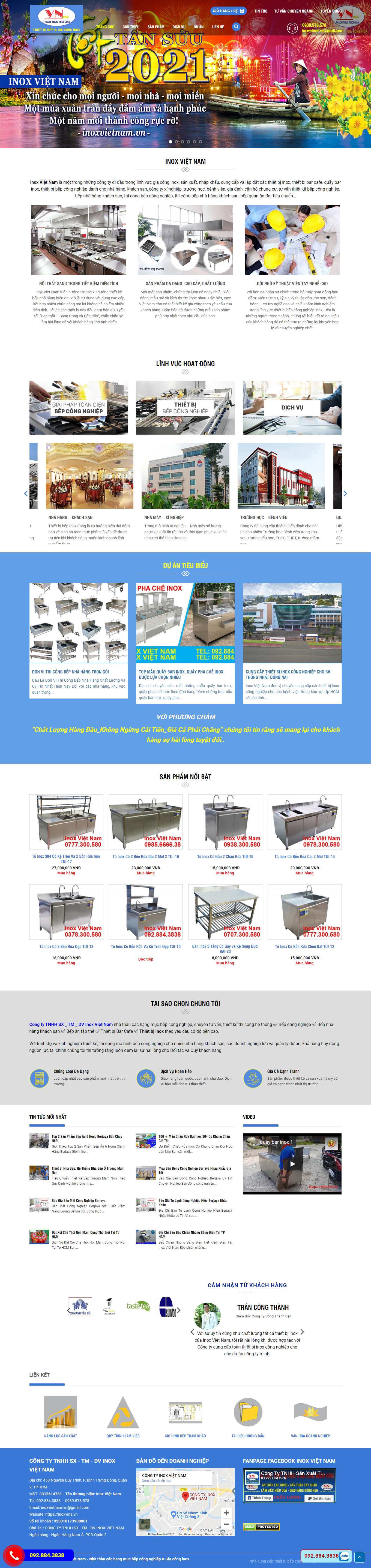 Thiết kế Web bán bếp gas inoxvina.vn