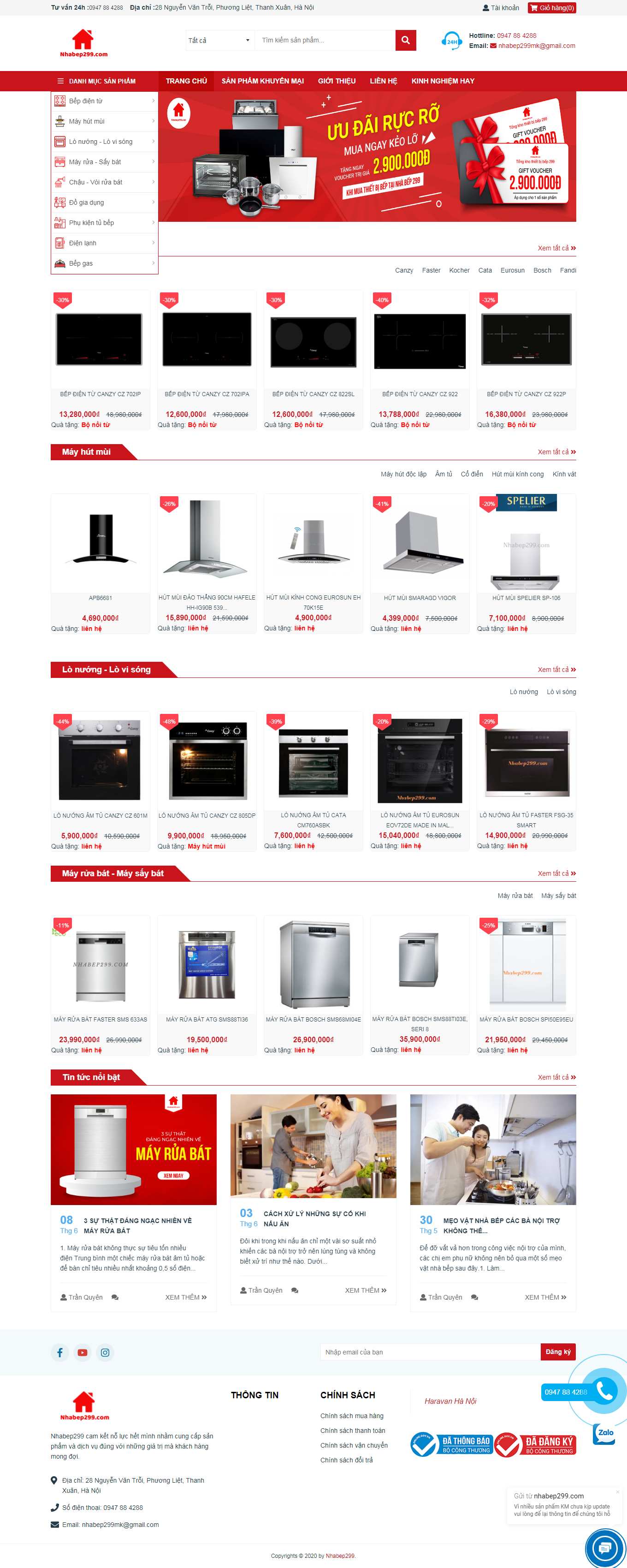 Thiết kế Web bán bếp gas nhabep299.com