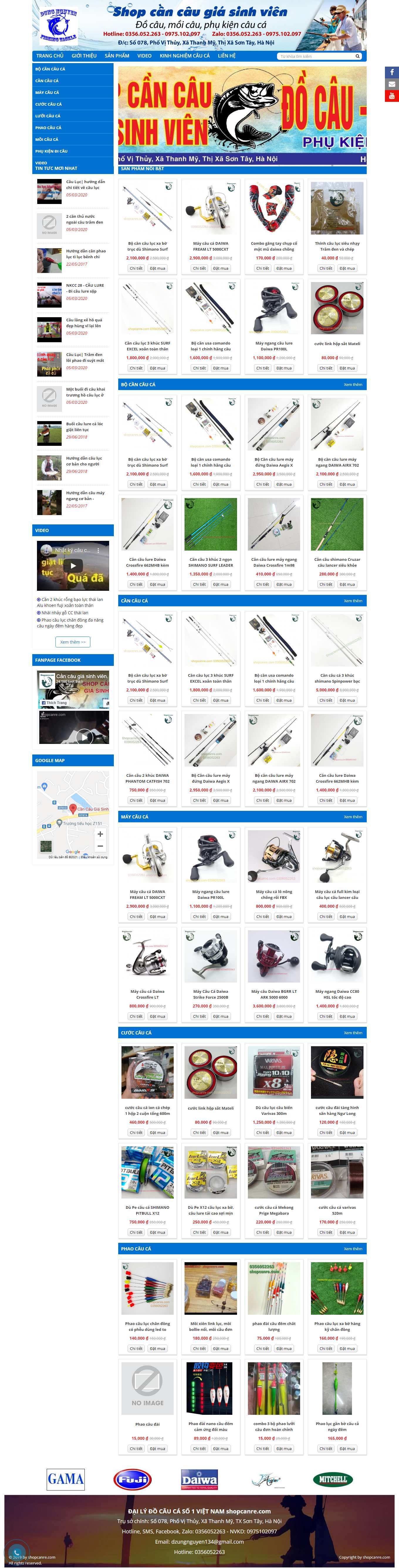 Thiết kế Web bán đồ câu cá shopcanre.com