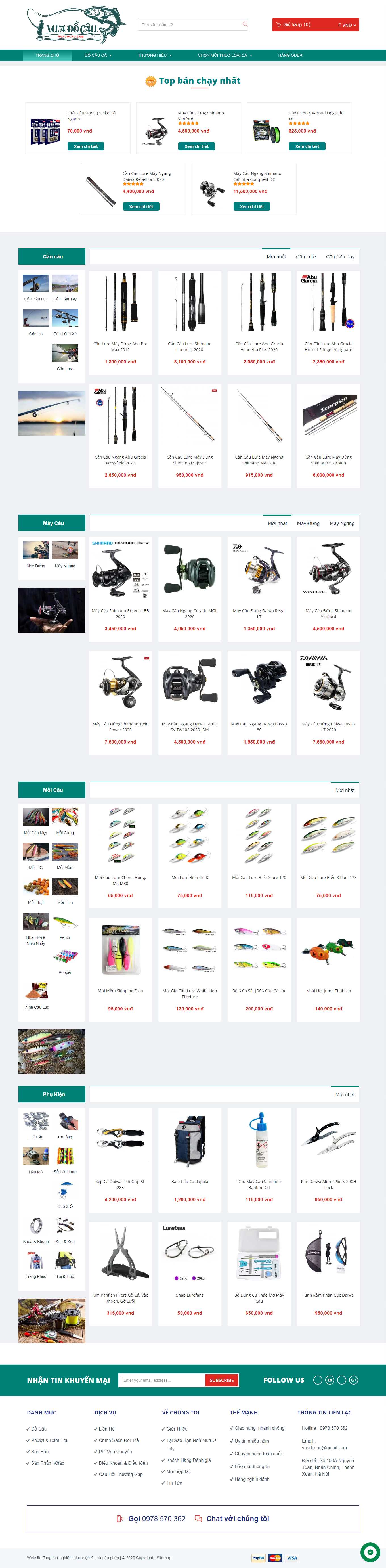 Thiết kế Web bán đồ câu cá vuadocau.com
