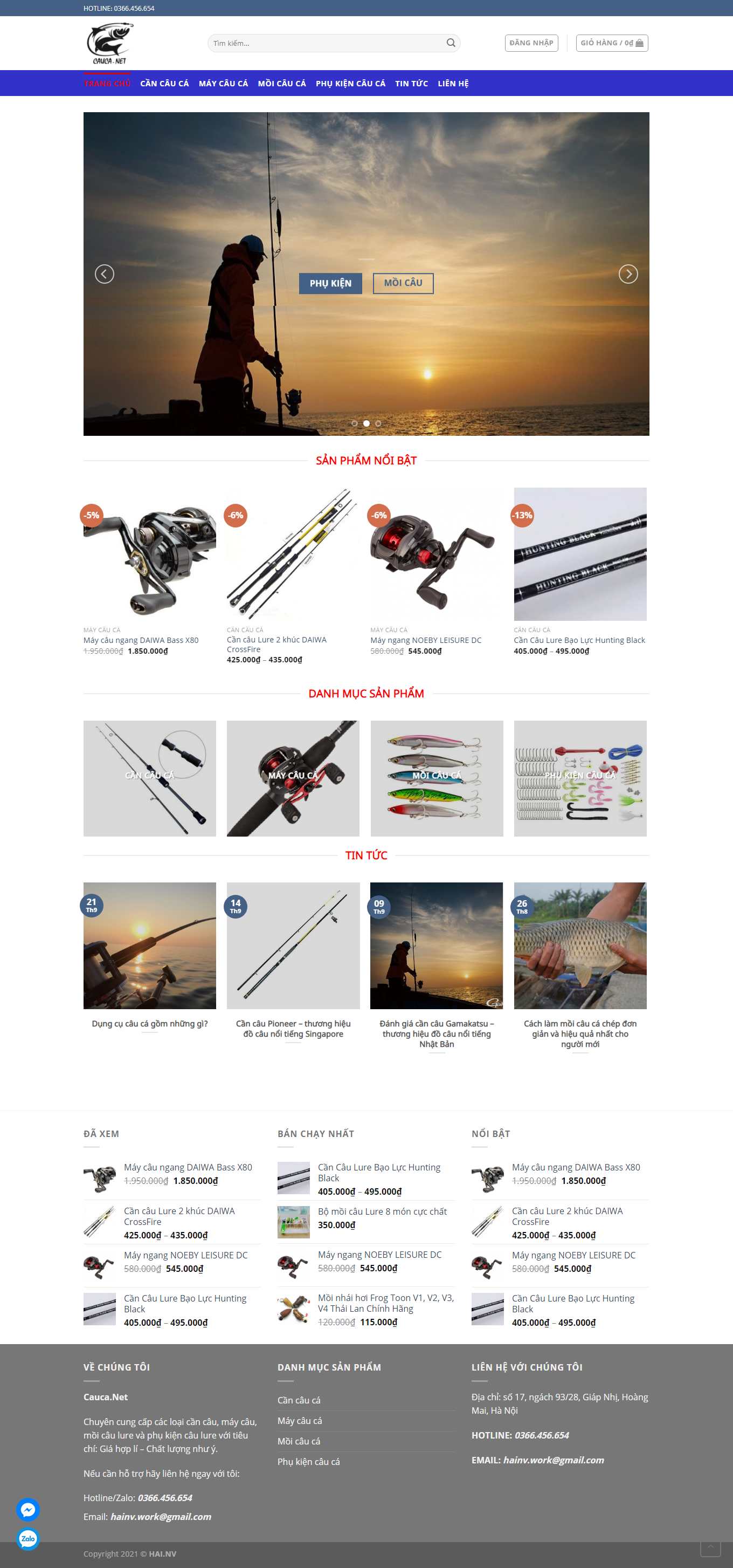 Thiết kế Web bán đồ câu cá cauca.net