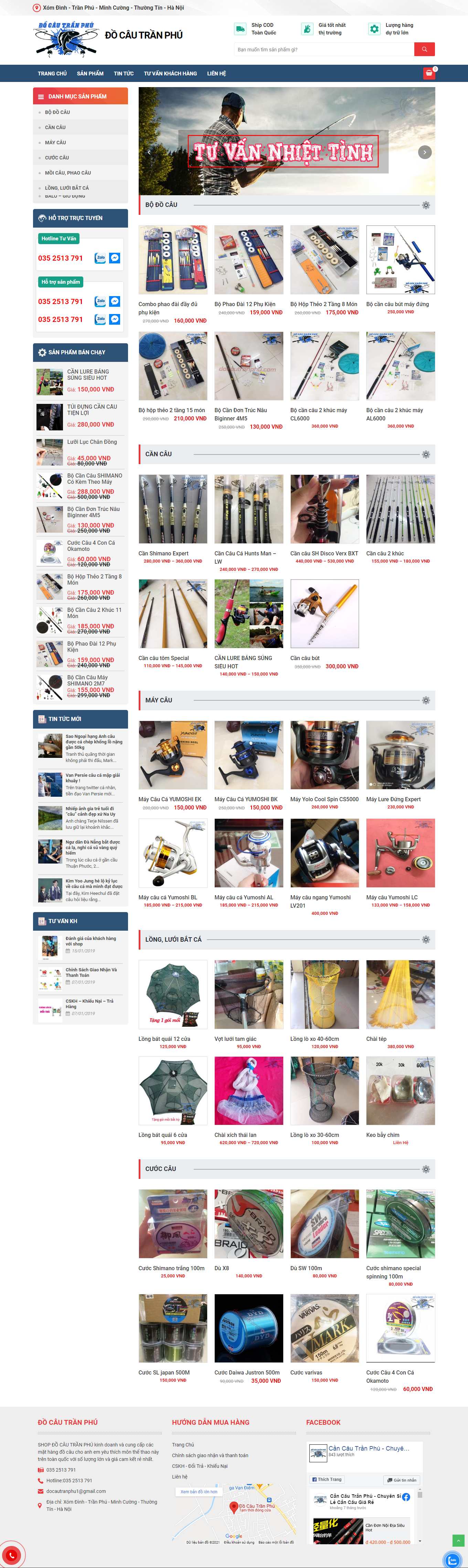 Thiết kế Web bán đồ câu cá docautranphu.com