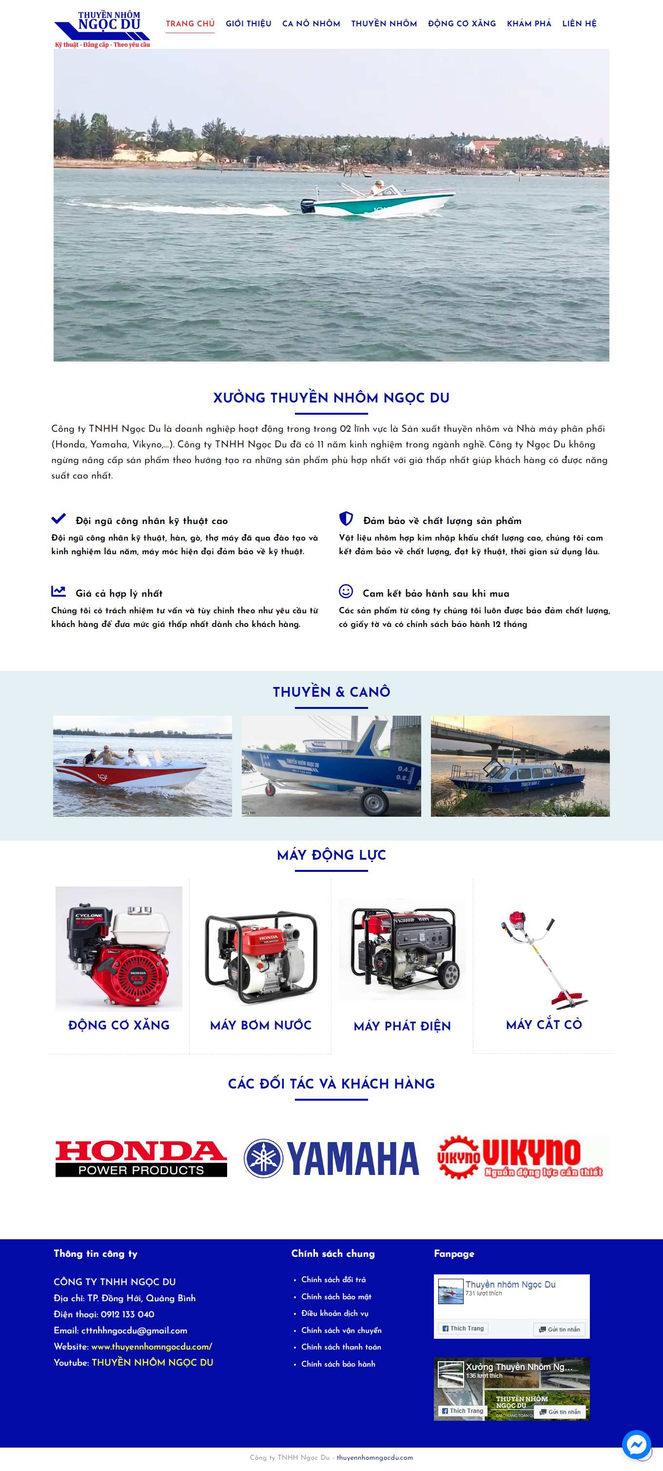 Thiết kế Web bán du thuyền cano thuyennhomngocdu.com