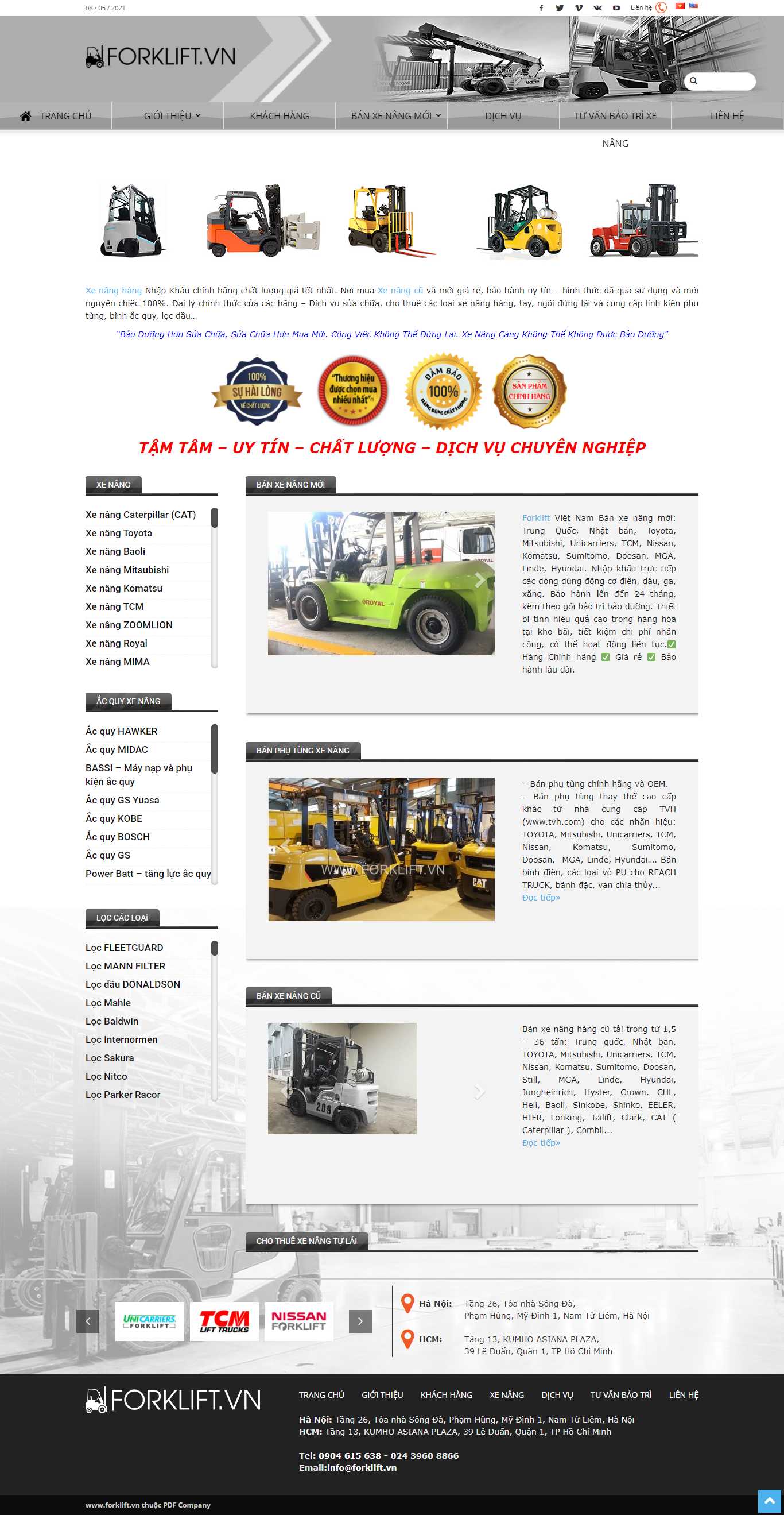 Thiết kế Web bán xe nâng forklift.vn