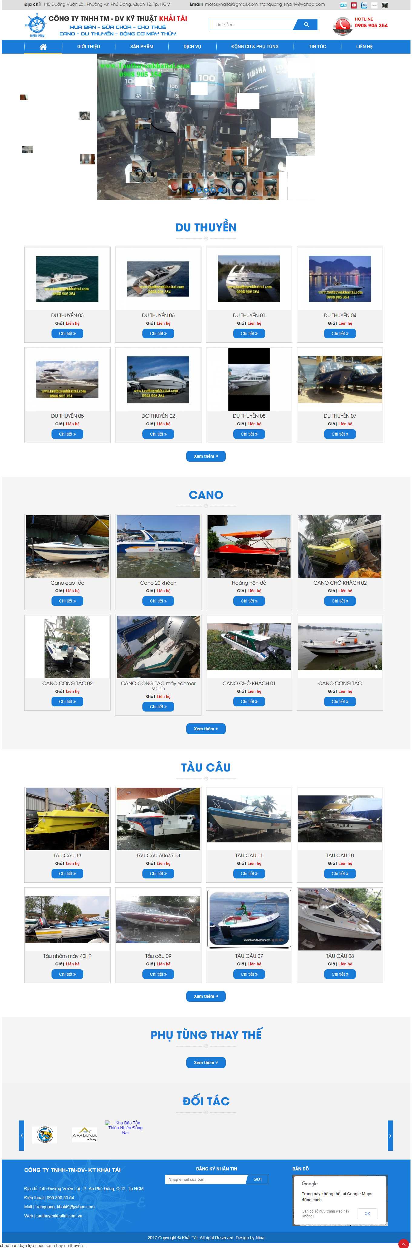 Thiết kế Web bán du thuyền cano tauthuyenkhaitai.com.vn