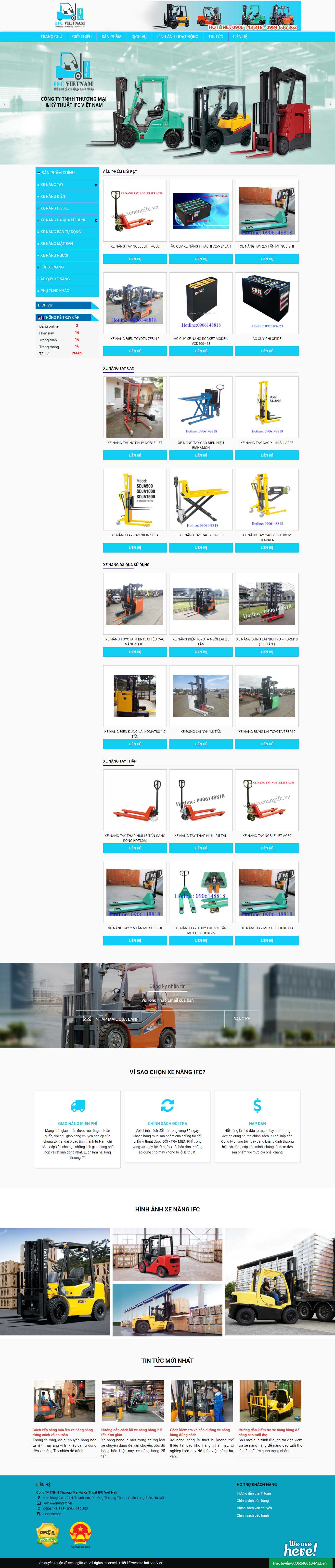 Thiết kế Web bán xe nâng xenangifc.vn