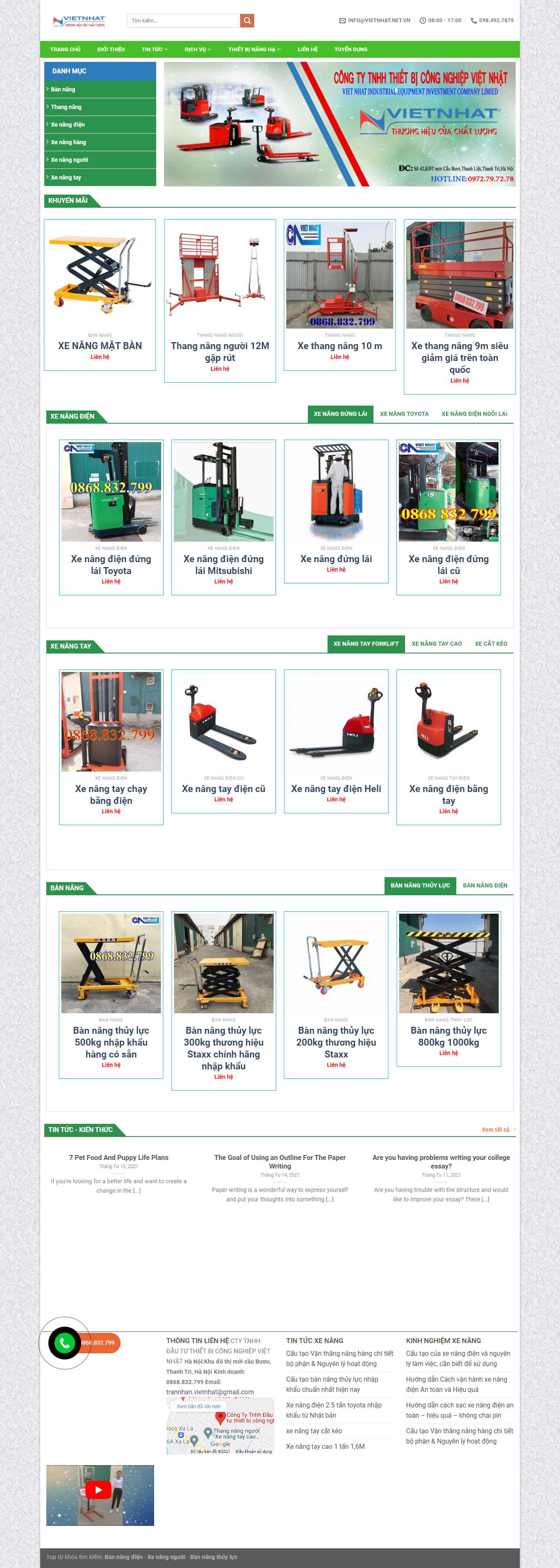 Thiết kế Web bán xe nâng vietnhat.net.vn