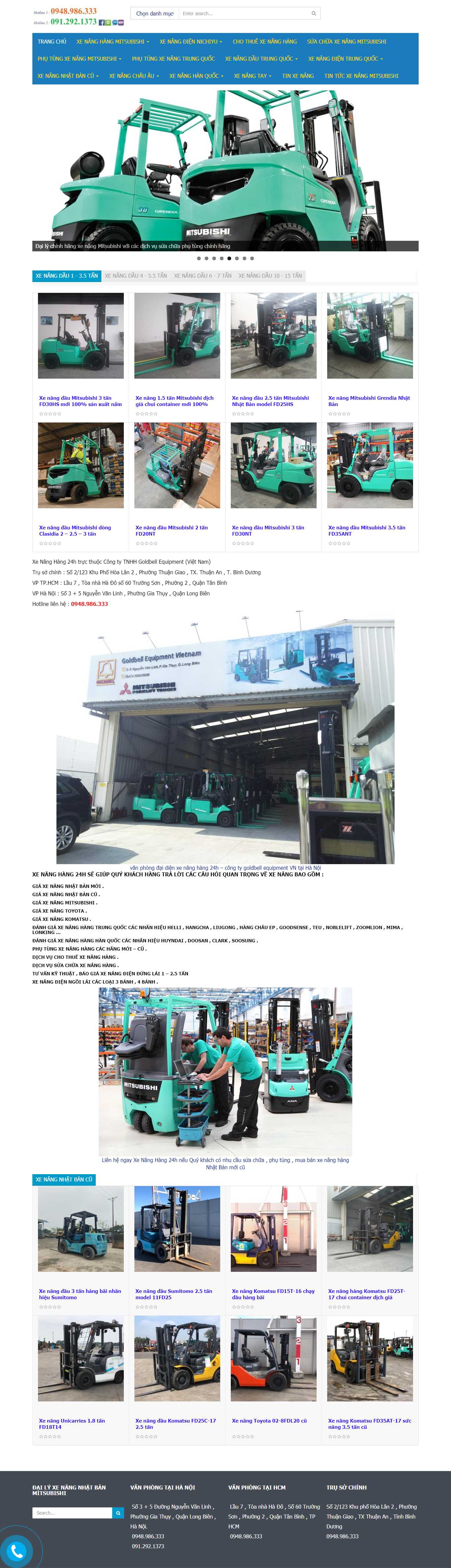 Thiết kế Web bán xe nâng xenanghang24h.vn