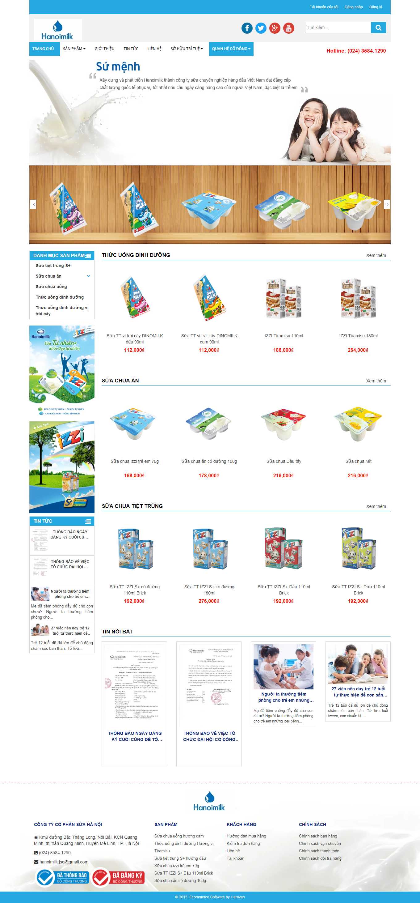 Thiết kế Web tập đoàn tổng công ty hanoimilk.com