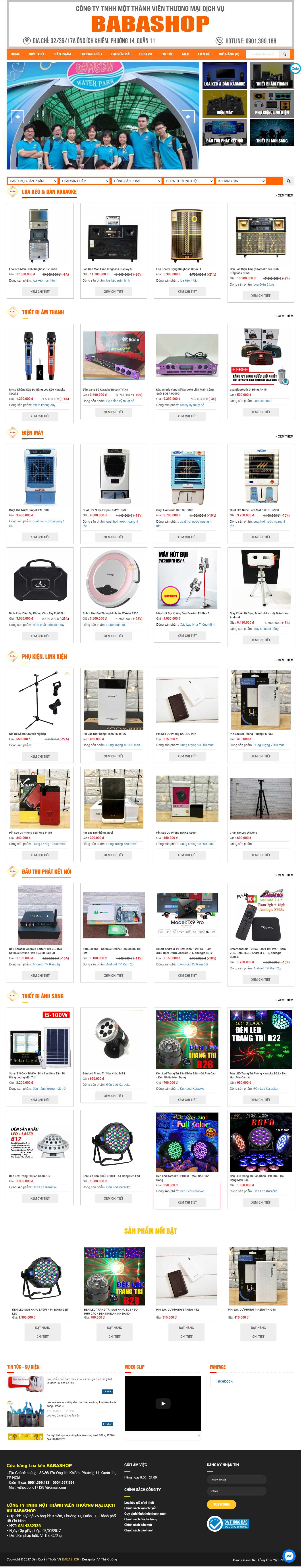 Thiết kế Web thiết bị âm thanh ánh sáng babashop.vn