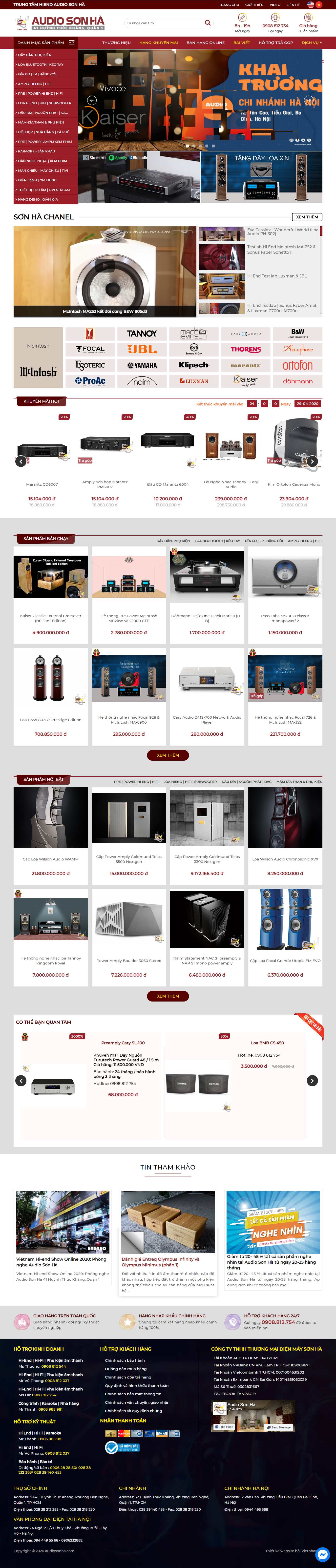 Thiết kế Web thiết bị âm thanh ánh sáng audiosonha.com