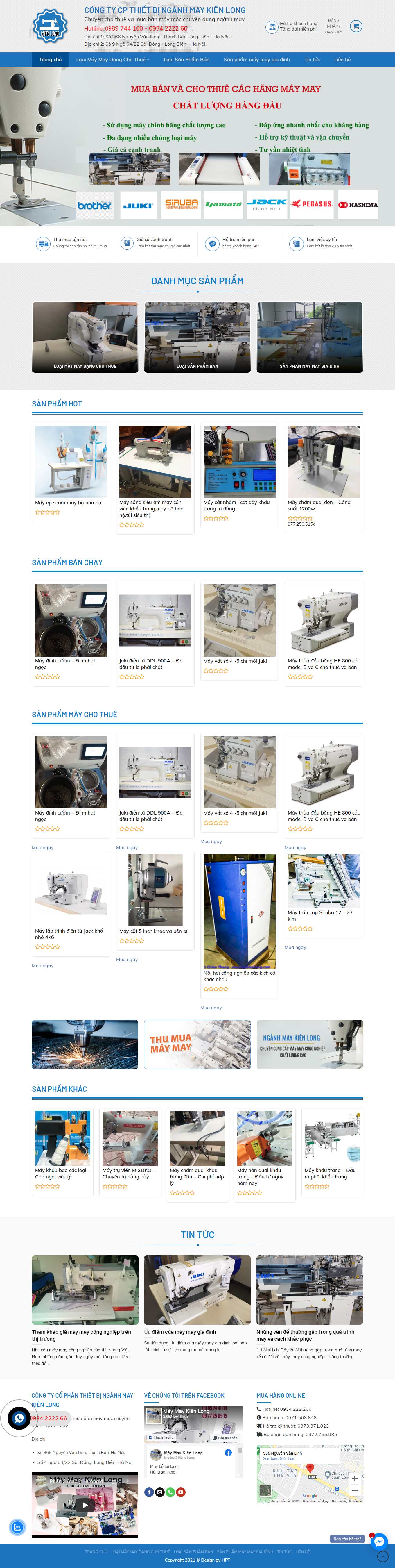Thiết kế Web máy may gia đình, công nghiệp maymaykienlong.com