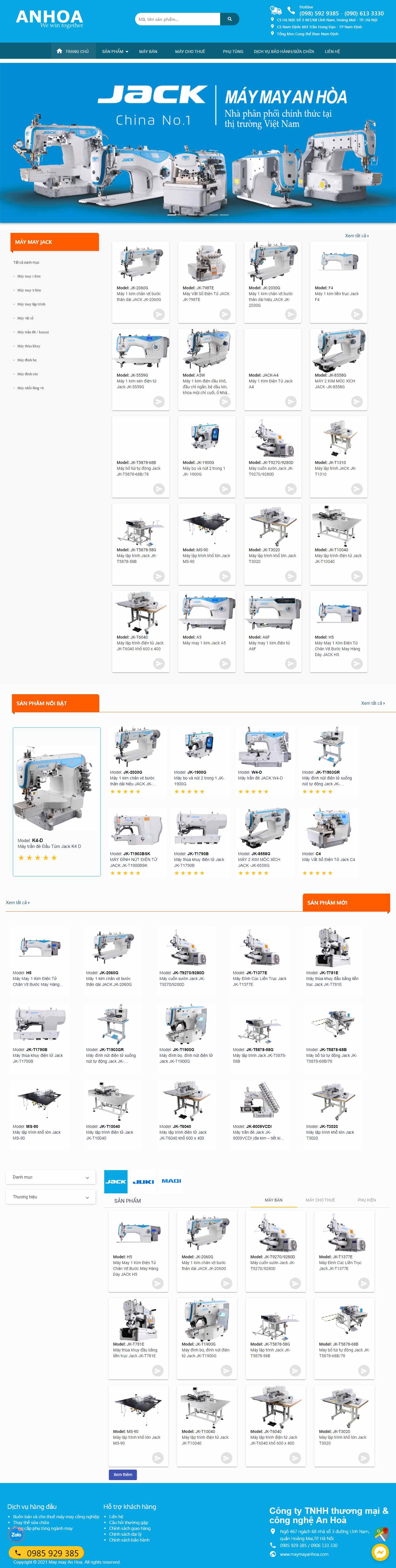 Thiết kế Web máy may gia đình, công nghiệp maymayanhoa.com