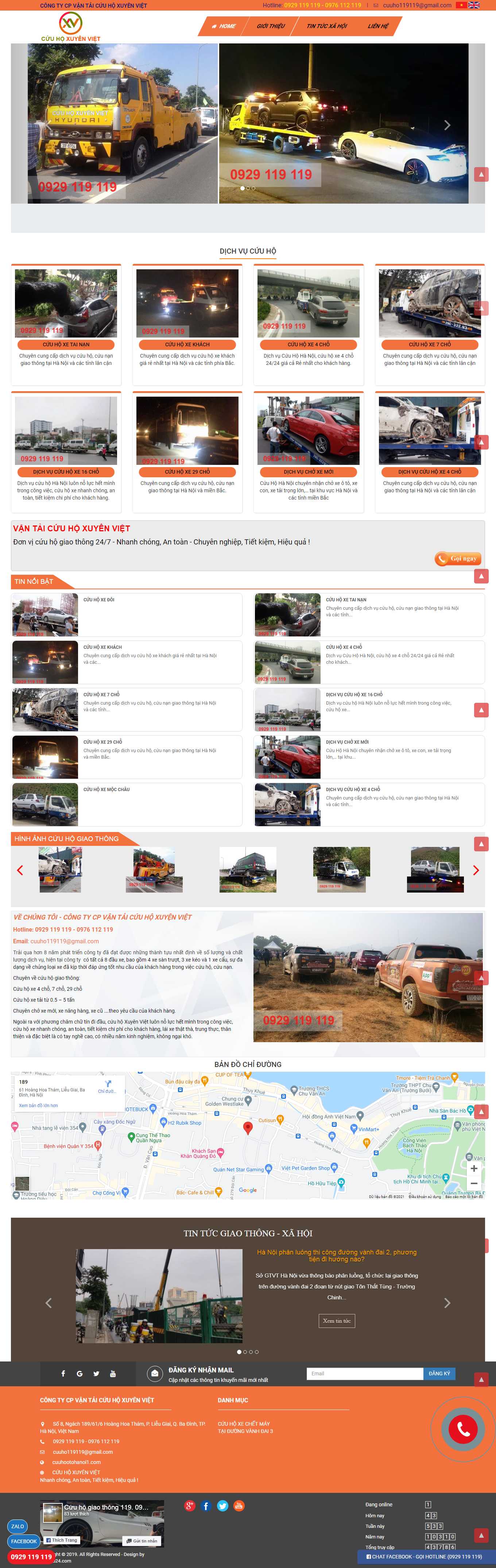 Thiết kế Web dịch vụ cứu hộ ô tô, xe máy cuuhootohanoi1.com