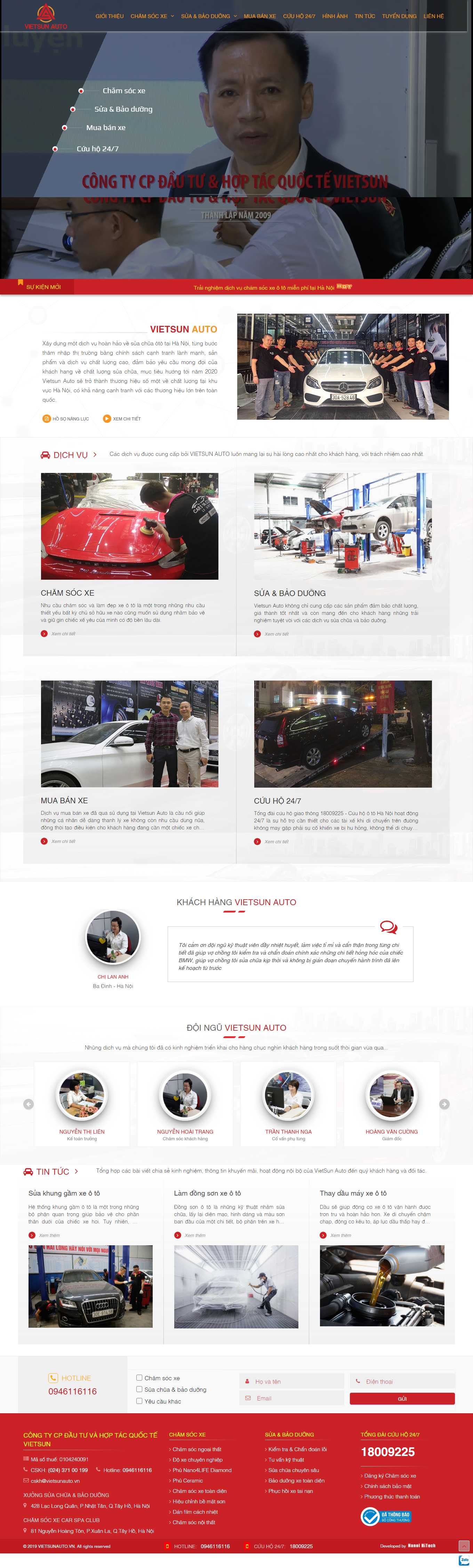 Thiết kế Web dịch vụ cứu hộ ô tô, xe máy vietsunauto.vn