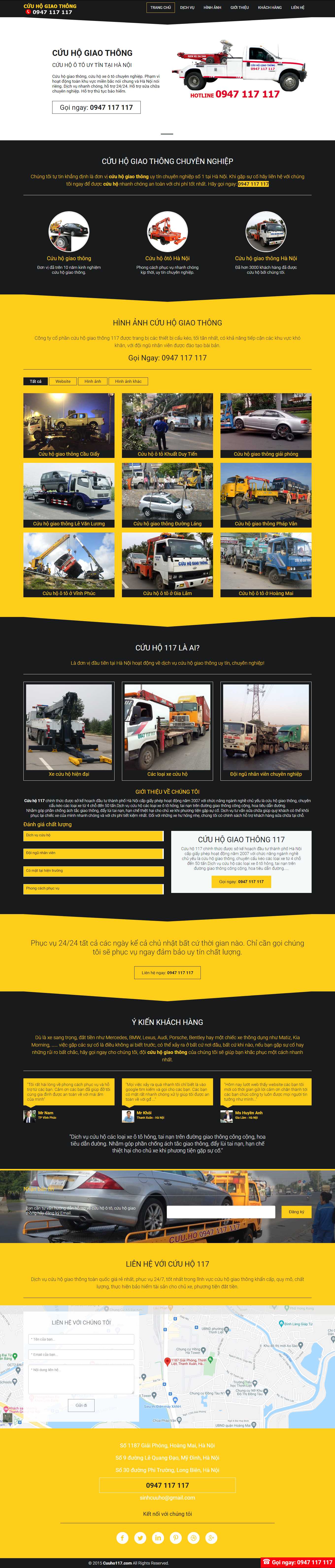 Thiết kế Web dịch vụ cứu hộ ô tô, xe máy cuuho117.com