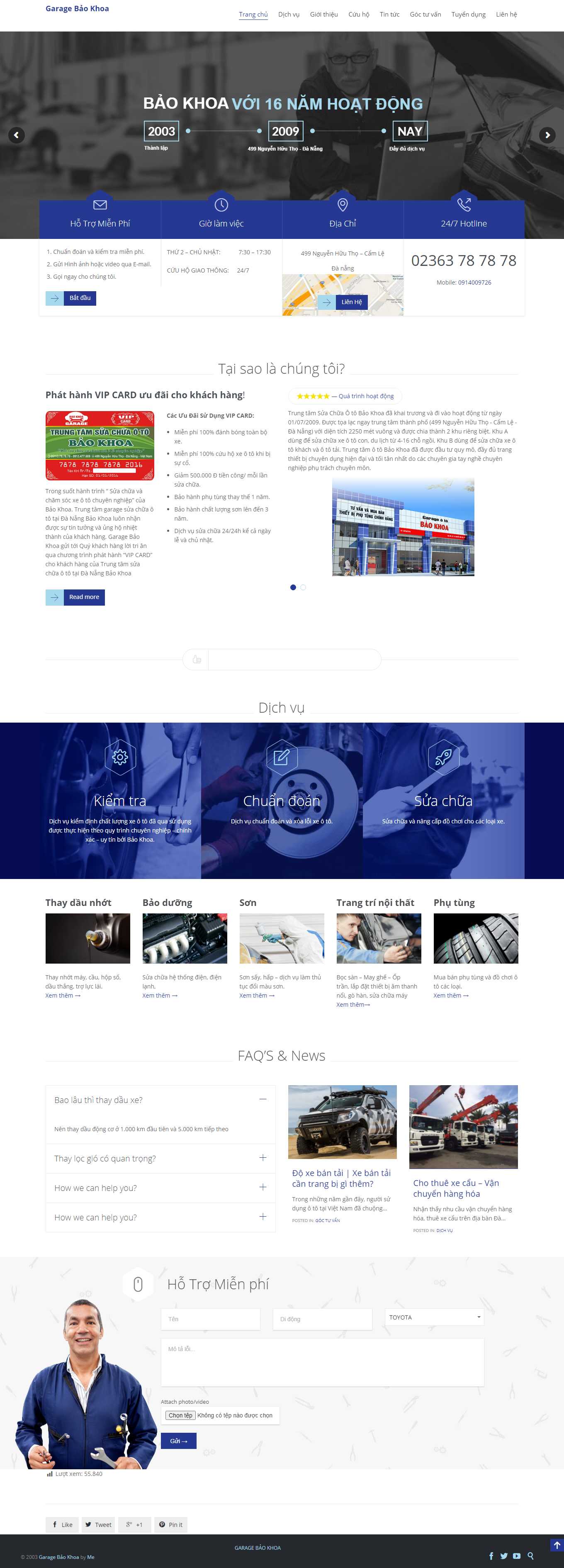 Thiết kế Web dịch vụ cứu hộ ô tô, xe máy otobaokhoa.com