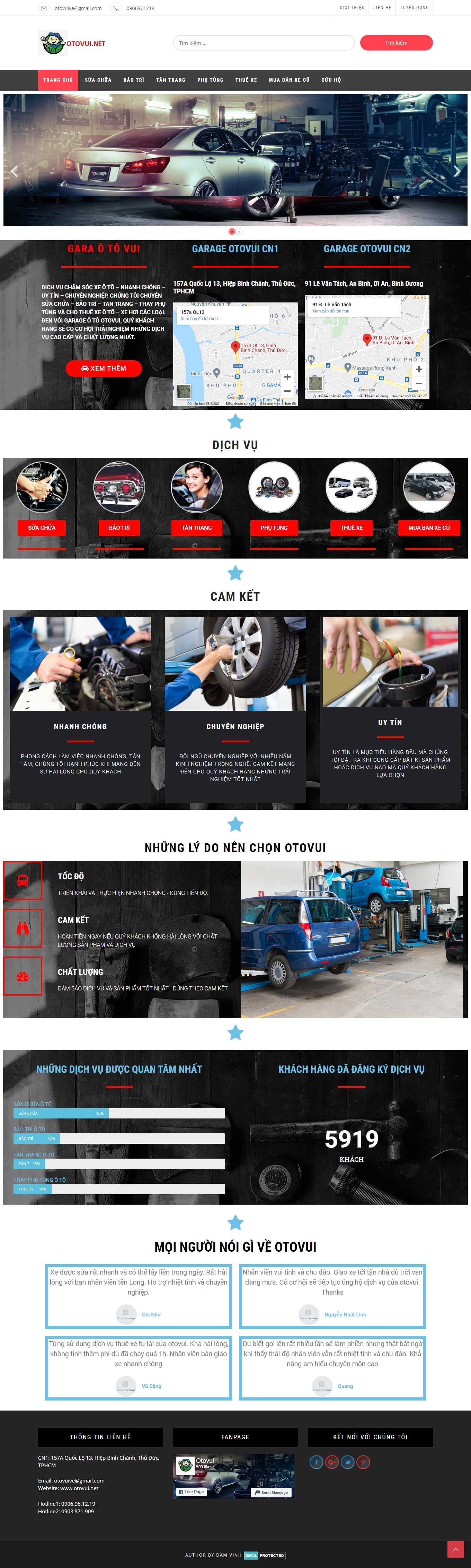 Thiết kế Web dịch vụ cứu hộ ô tô, xe máy otovui.net