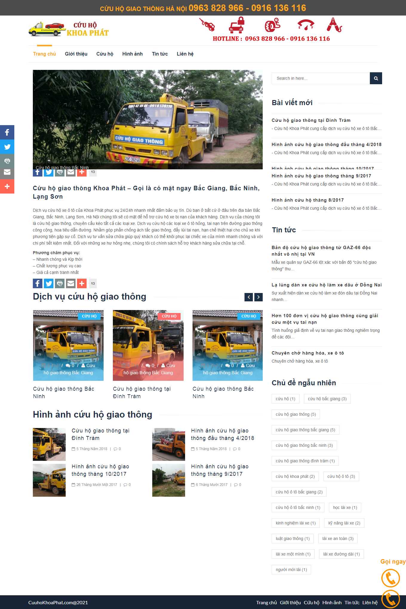 Thiết kế Web dịch vụ cứu hộ ô tô, xe máy cuuhokhoaphat.com
