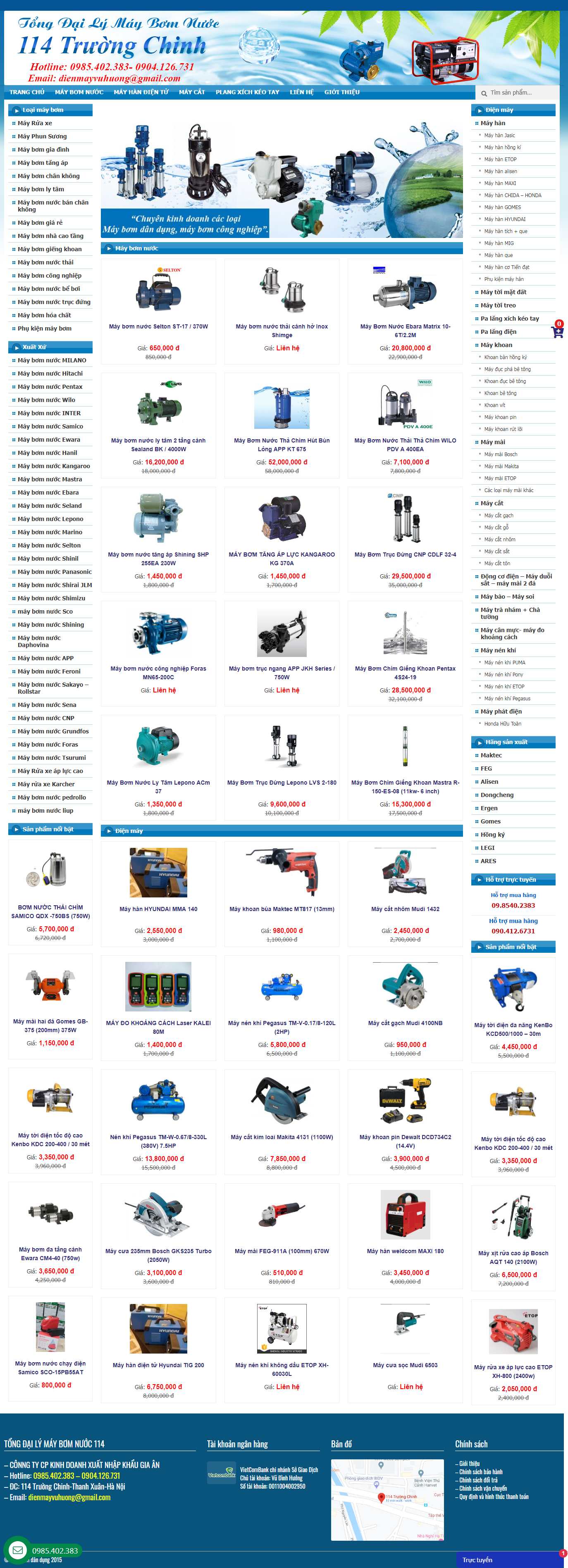 Thiết kế Web bán máy bơm maybomdandung.com