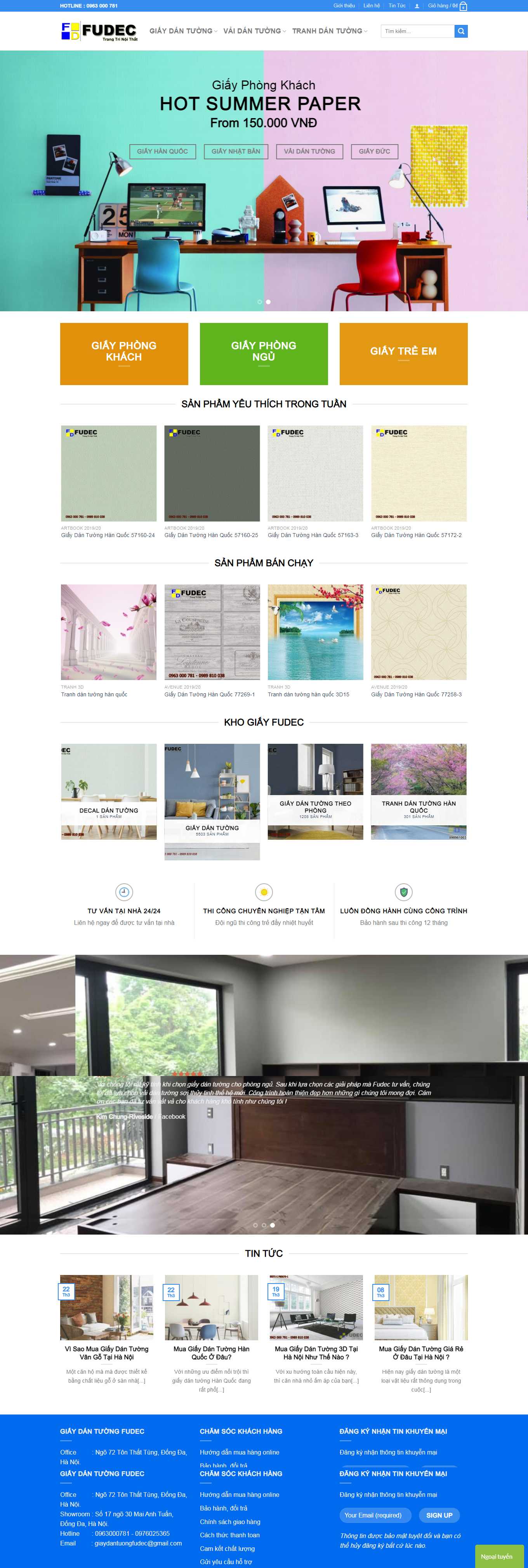 Thiết kế Web giấy dán tường cao cấp giaydantuongfudec.com
